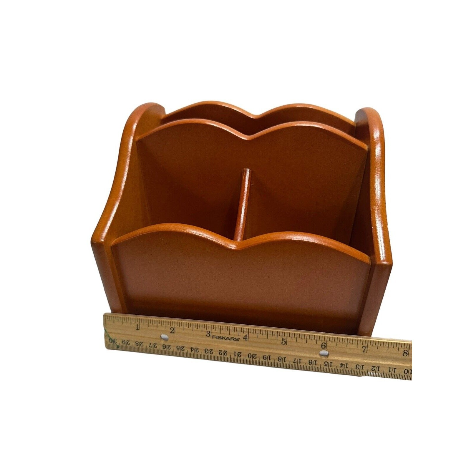 MCM Wood Turning Mail Accessories Holder Lazy Susan Swivel Desk Organizer Caddy