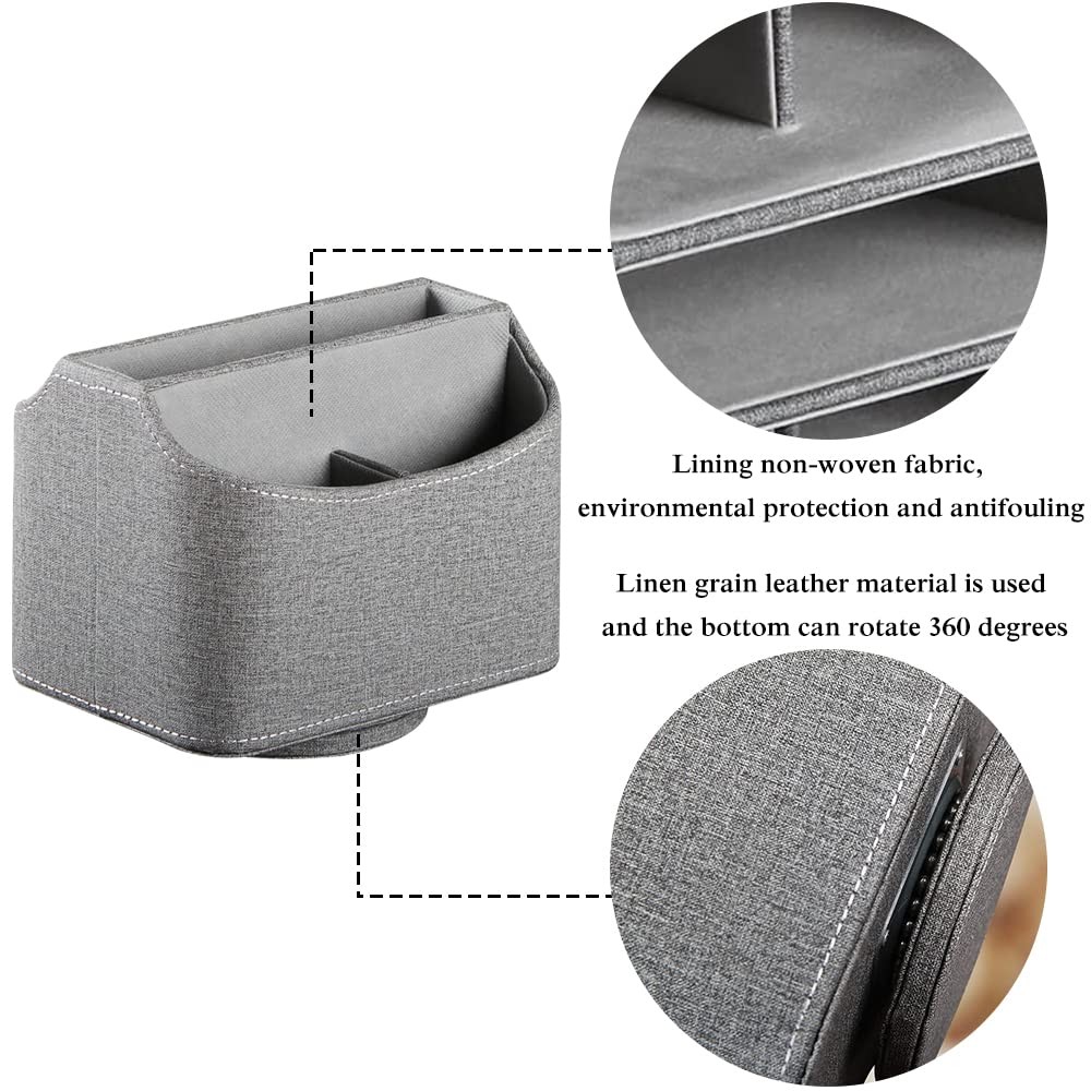 Leather Remote Control Holder 360 Degree Spinning, Desk Organizer for TV Remo…