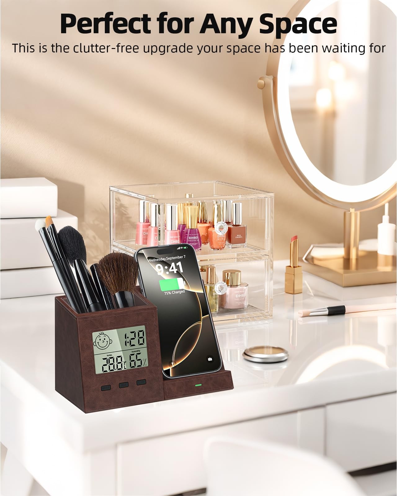 Multifunctional Pen Holder and Organizer for Desk with Wireless Charger, Digi…