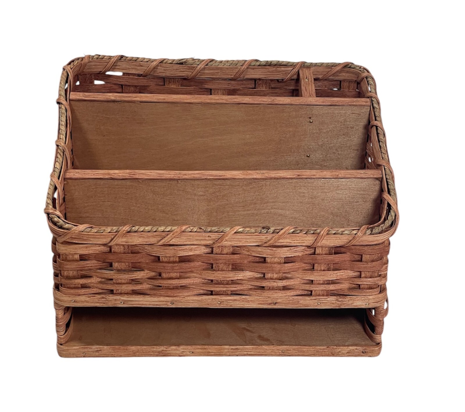 Amish Desk Organizer Handmade Mail Compartment Letter Organizer Woven Basket