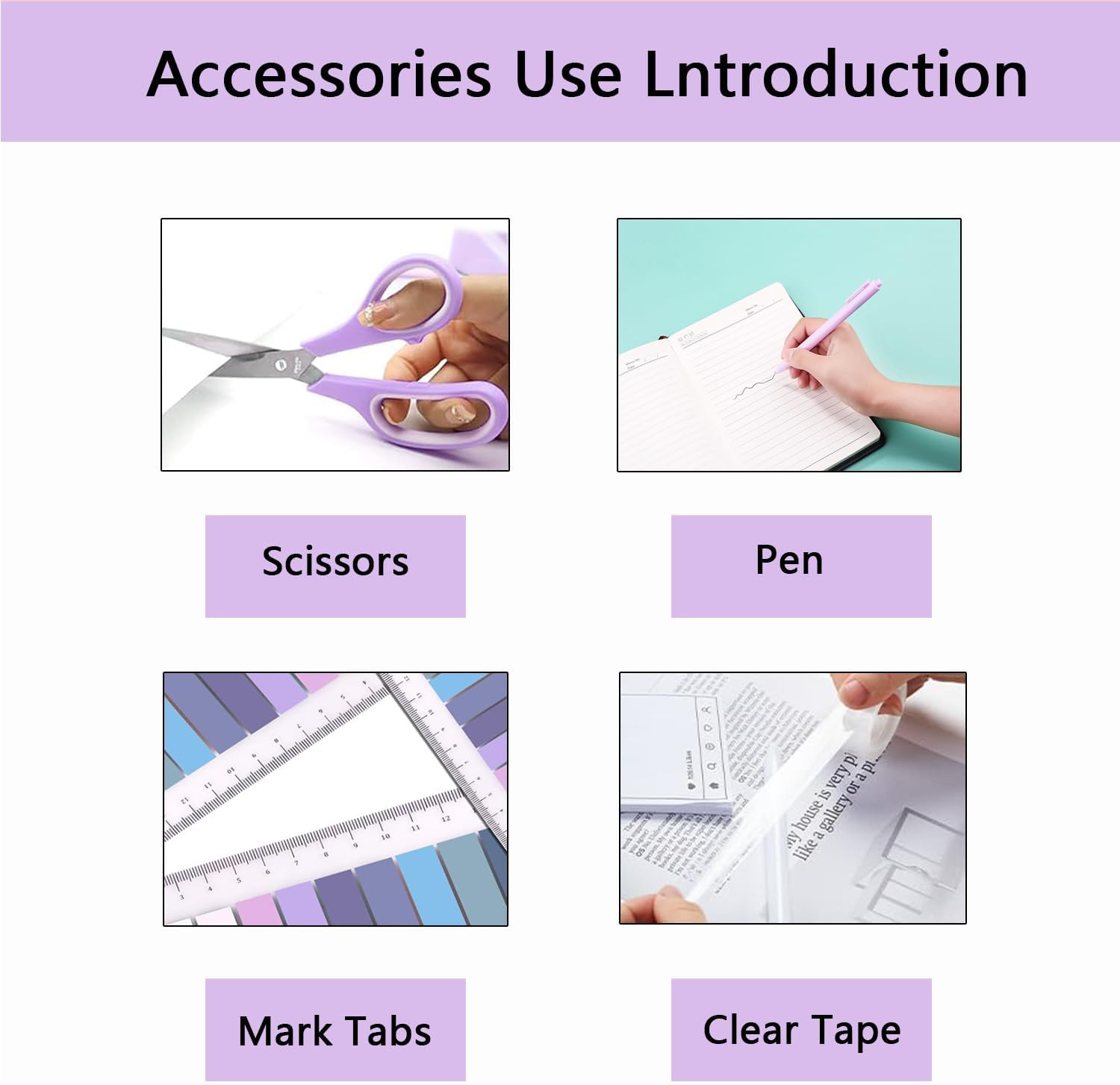 Office Supplies,Purple Desk Accessories,Office Supplies Set,Stapler and Tape Dis