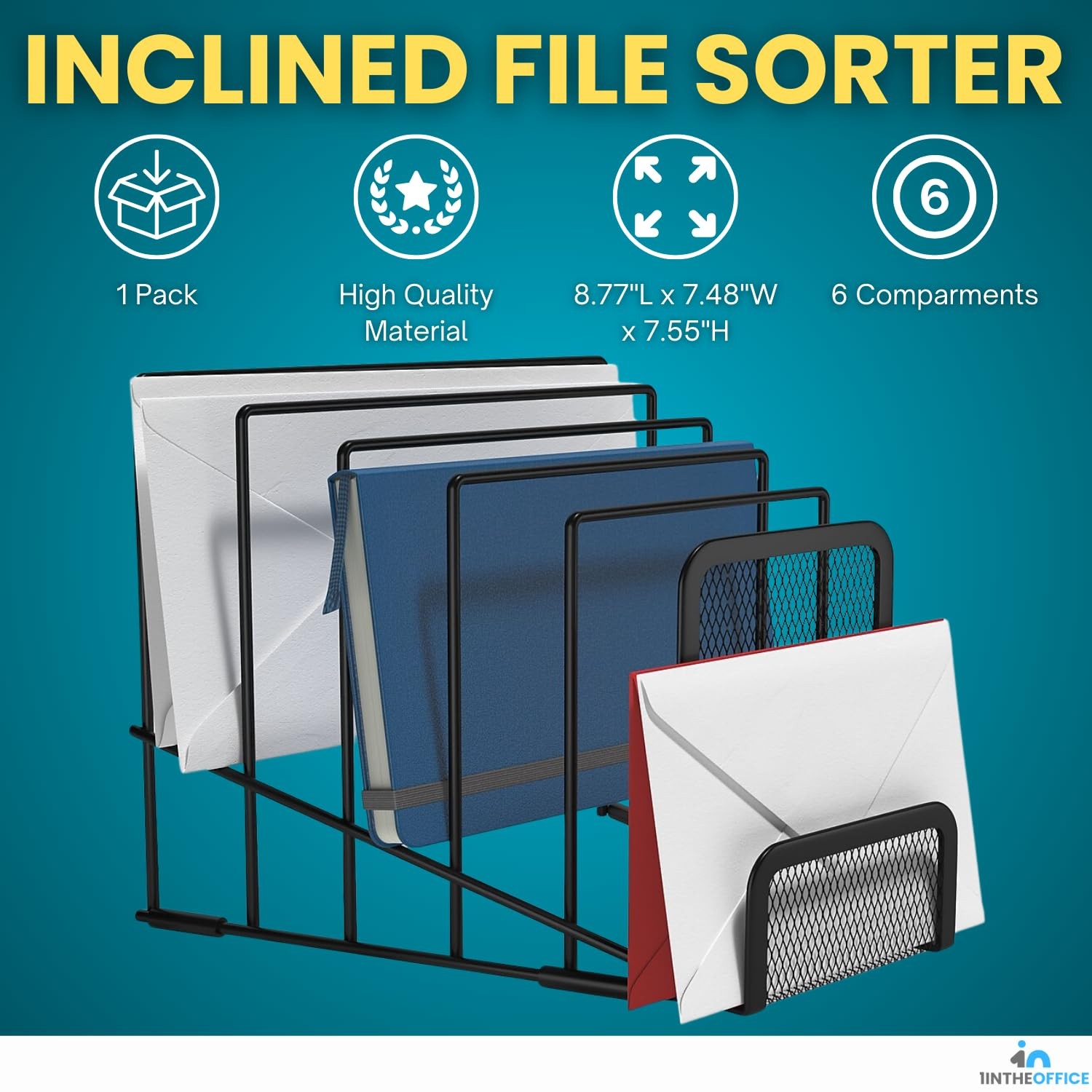 Black Wire Mesh Incline Desktop File Step Sorter Sorter Multi Rack