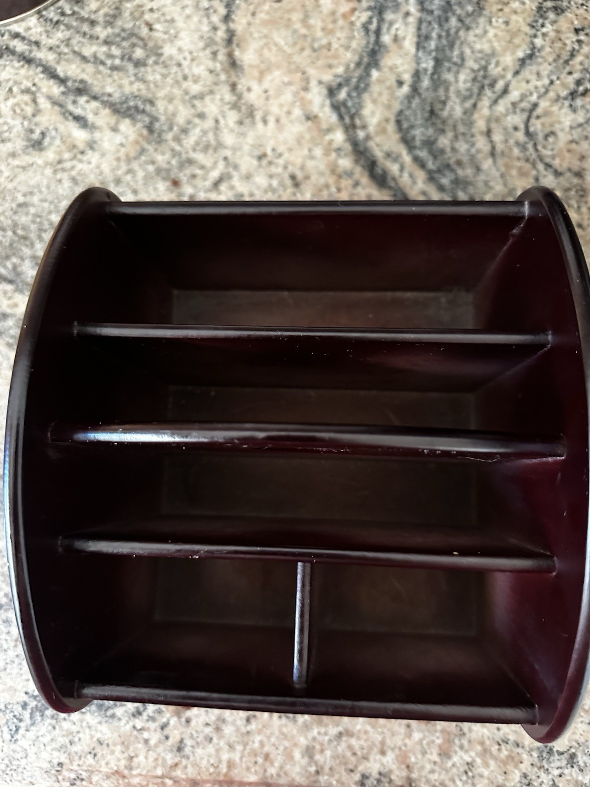 Wooden Desk Top Caddy Compact Space Saver 5 Sections Multi Functional Swivels