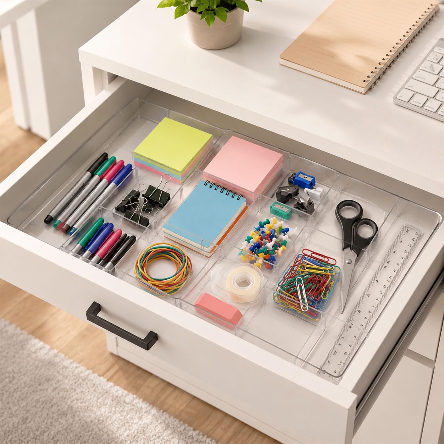 Expandable Drawer Organizers, Acrylic Desk Drawer Organizer with Adjustable D…