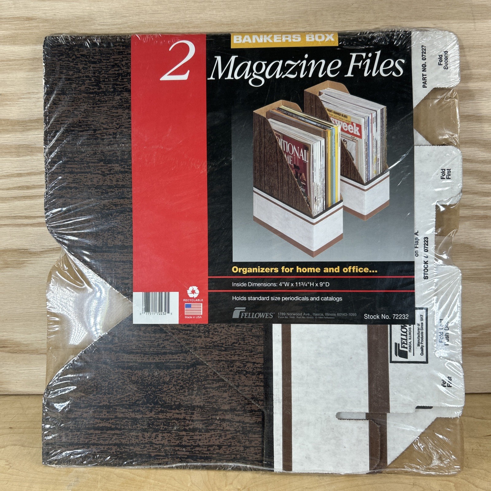 Bankers Box 72232 Corrugated Cardboard Magazine File – Wood Grain (2/CT) New