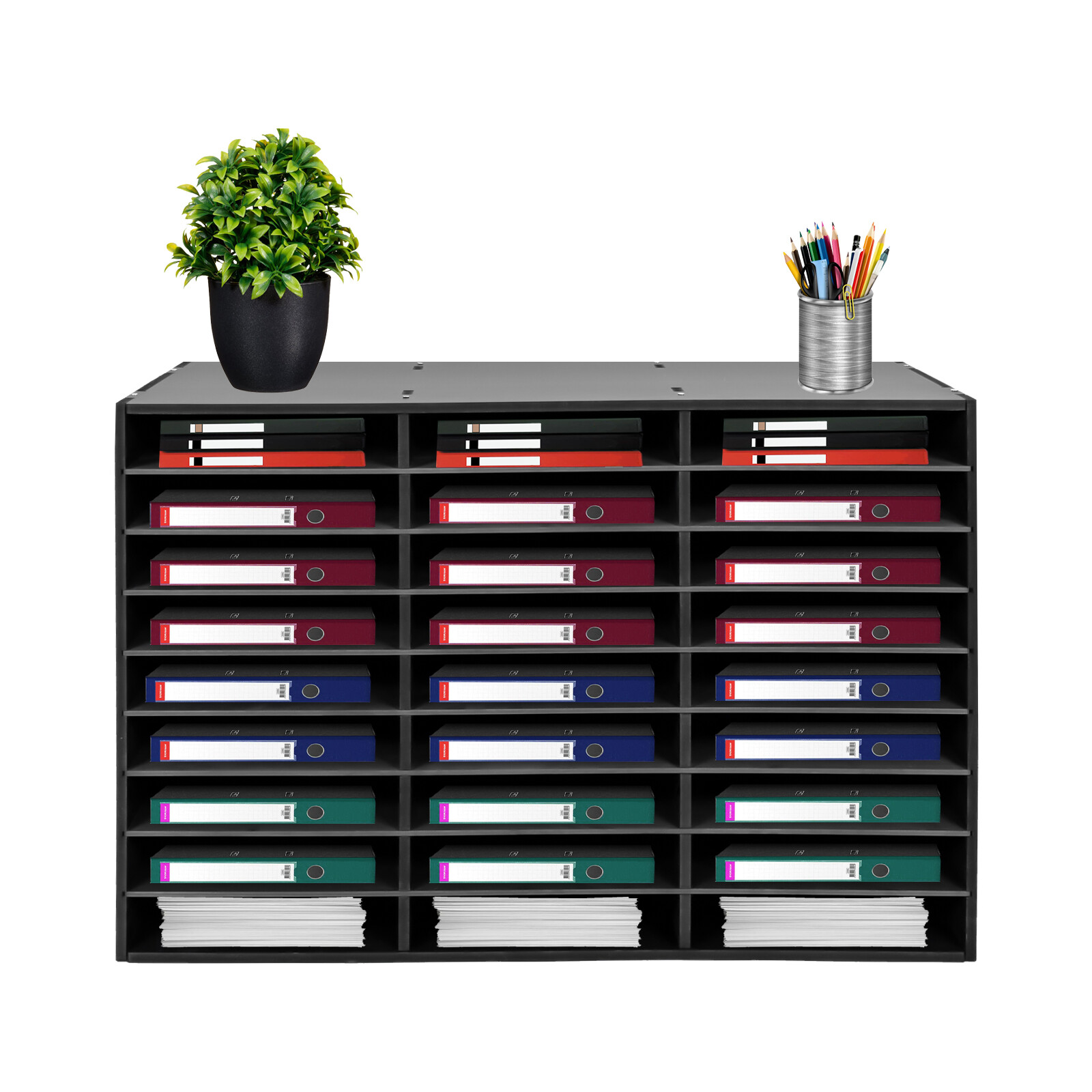 Wood Literature Organizer File Sorter Paper Storage Holder 27 Slots (per 400 A4）