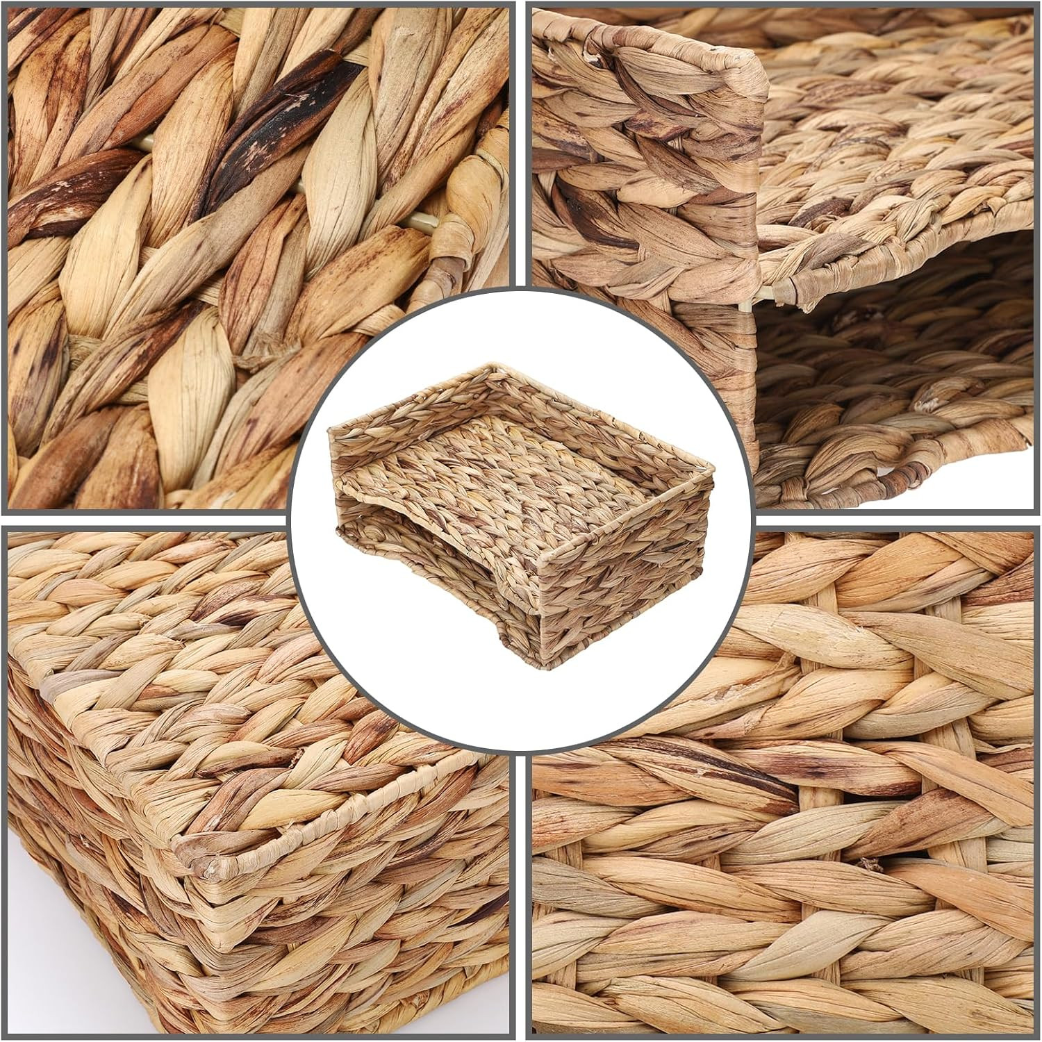 2 Tier Water Hyacinth Letter File Storage Basket, Woven Paper Organizer A4 File
