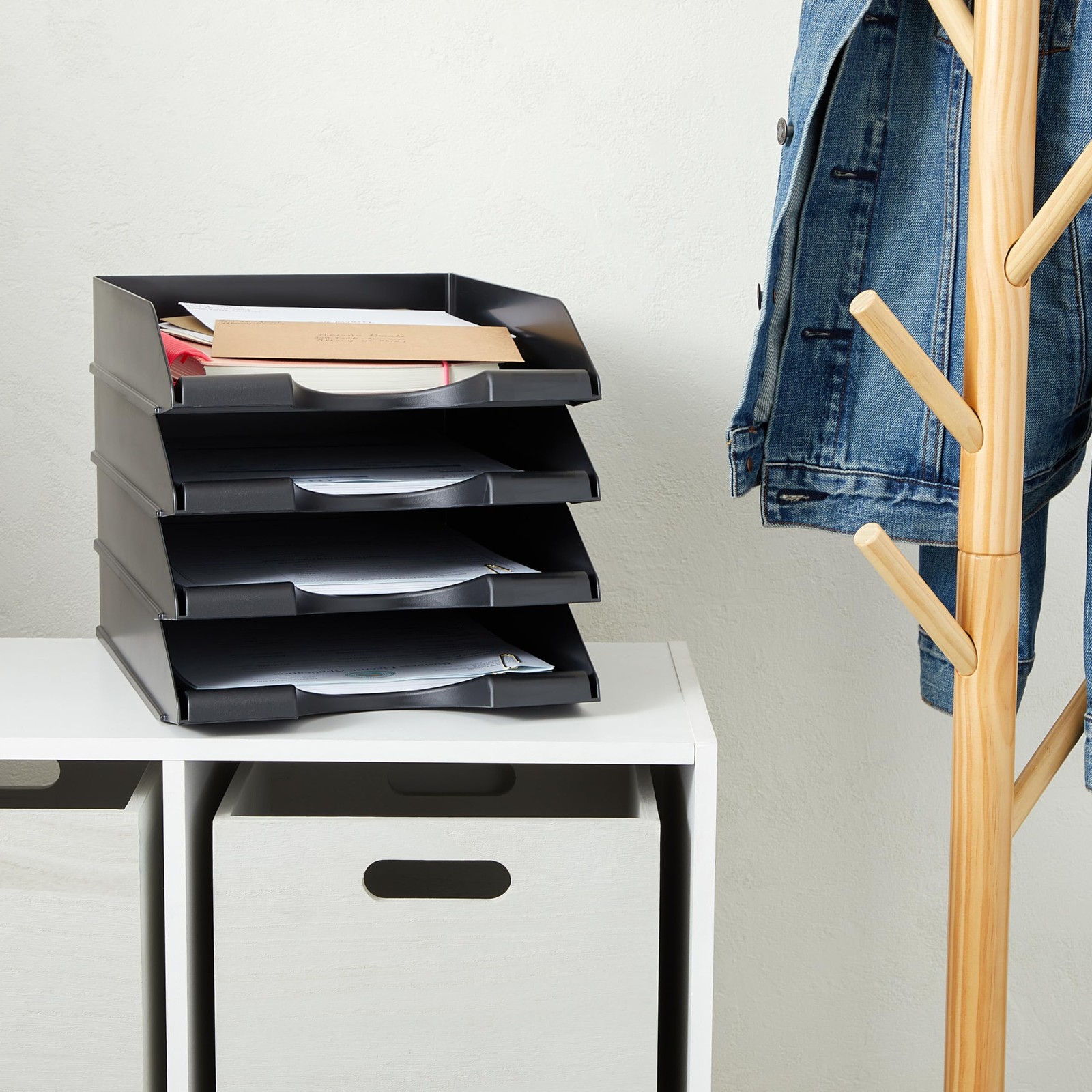 Letter Tray – Stackable Desk Organizer Trays – Desktop File Organizer – & Doc…
