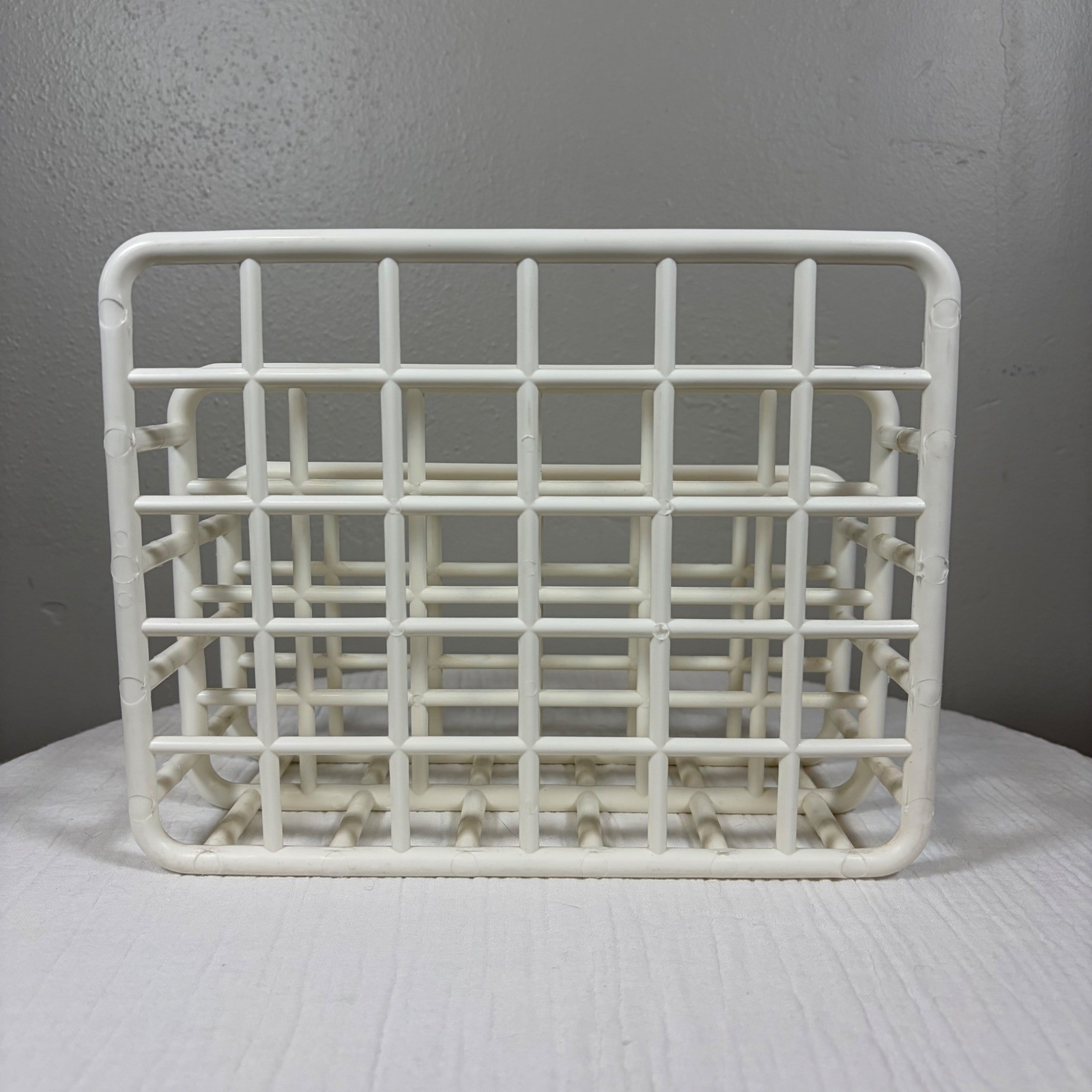 Vintage Yaffa Basic Concepts White Grid Letter Sorter Mail Organizer 1980s Desk