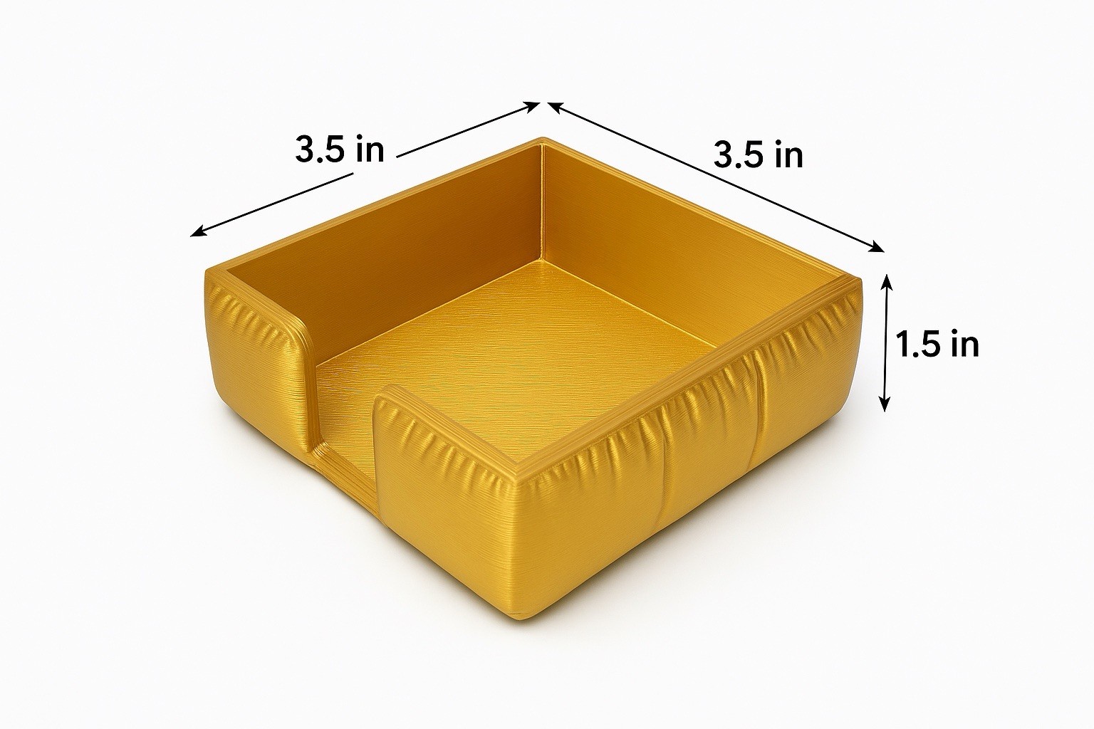 3D Printed Gold Sticky Note Holder Desk Organizer Fits 3×3 Notes Modern Office