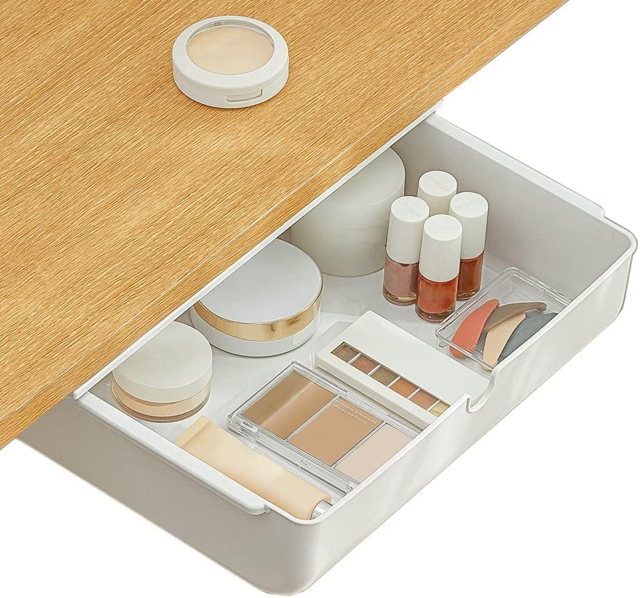Large White Under Desk Drawer SelfStick Storage Organizer For Office