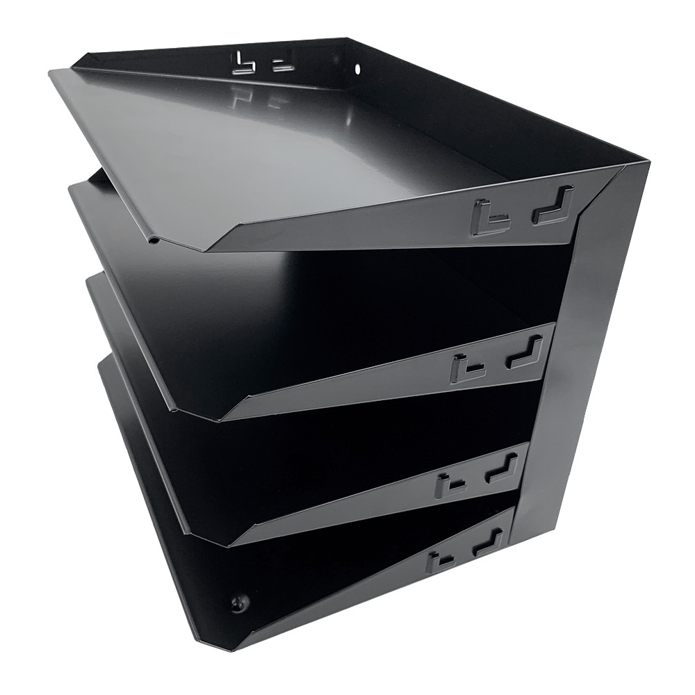 Huron Horizontal 4 Slot Steel Desk Organizer/Sorter Black HASZ0152