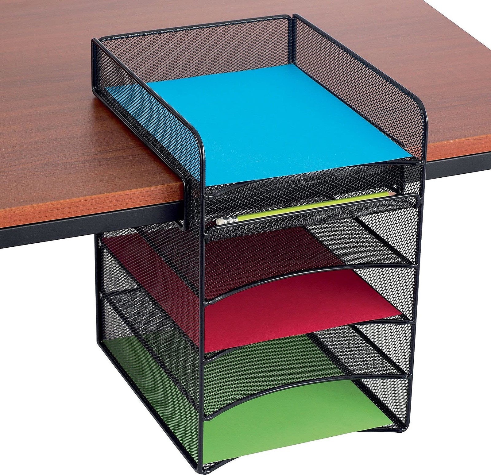 Safco Onyx Hanging Under Desk Organizer 5 Trays Office And Classroom And Mail