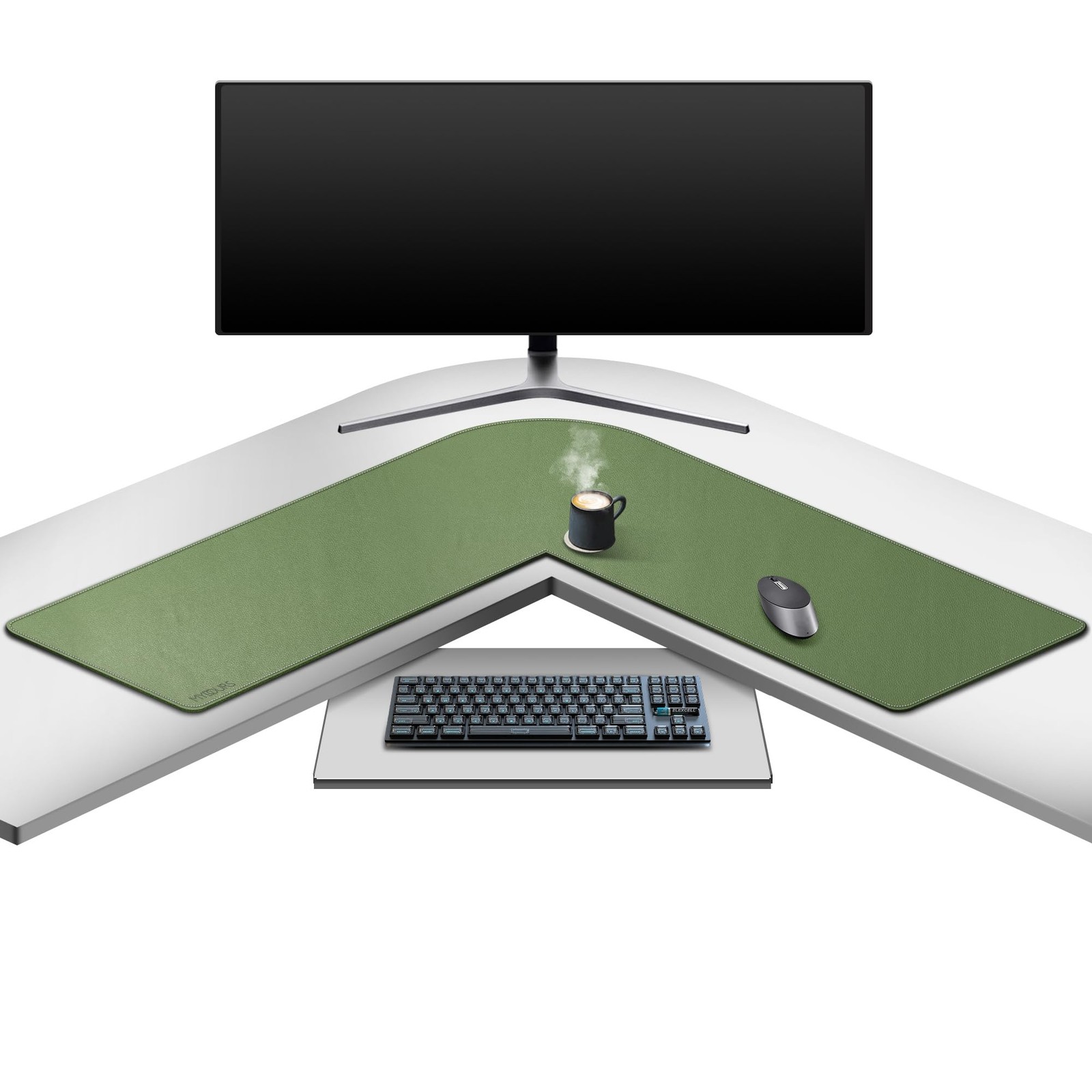 Mydours L-Shape Desk Pad 3838 X 13 Large Pu Leather Corner Desk Mat Blotter Xxl