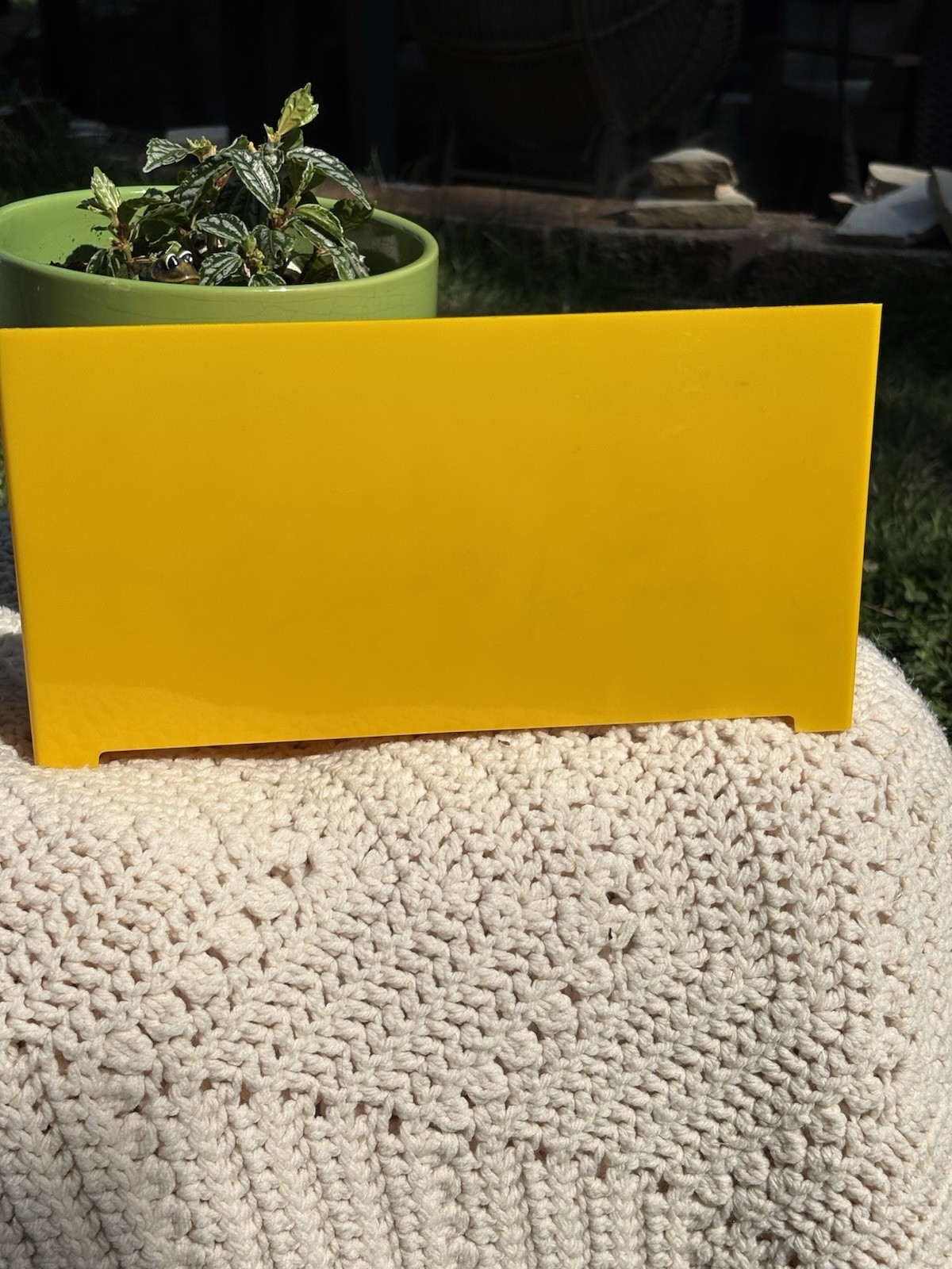 Vintage Yellow Desk Organizer Plastic Mail Paperwork Pen Holder