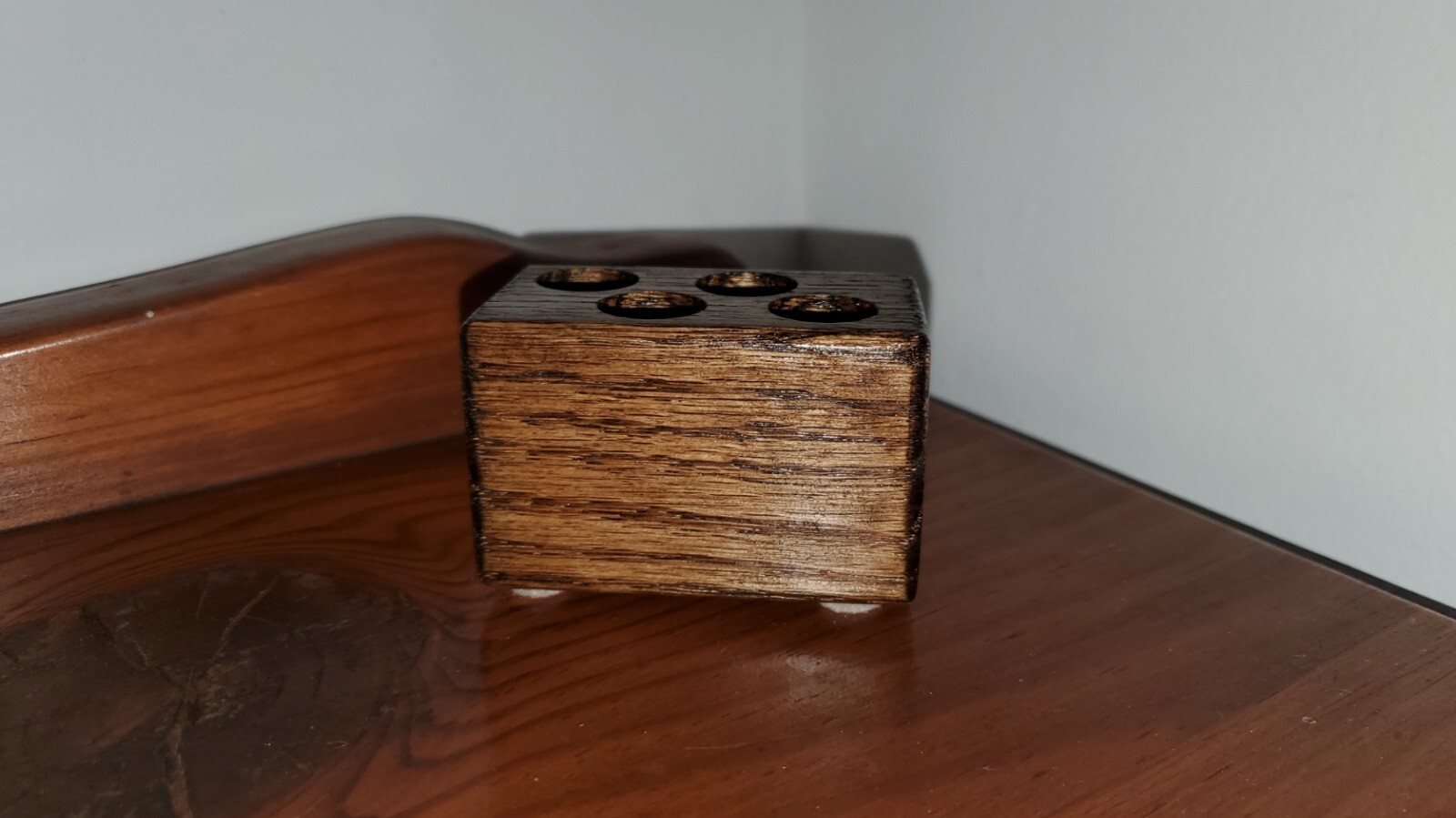 Wood 4 Pen Holder, Walnut Color