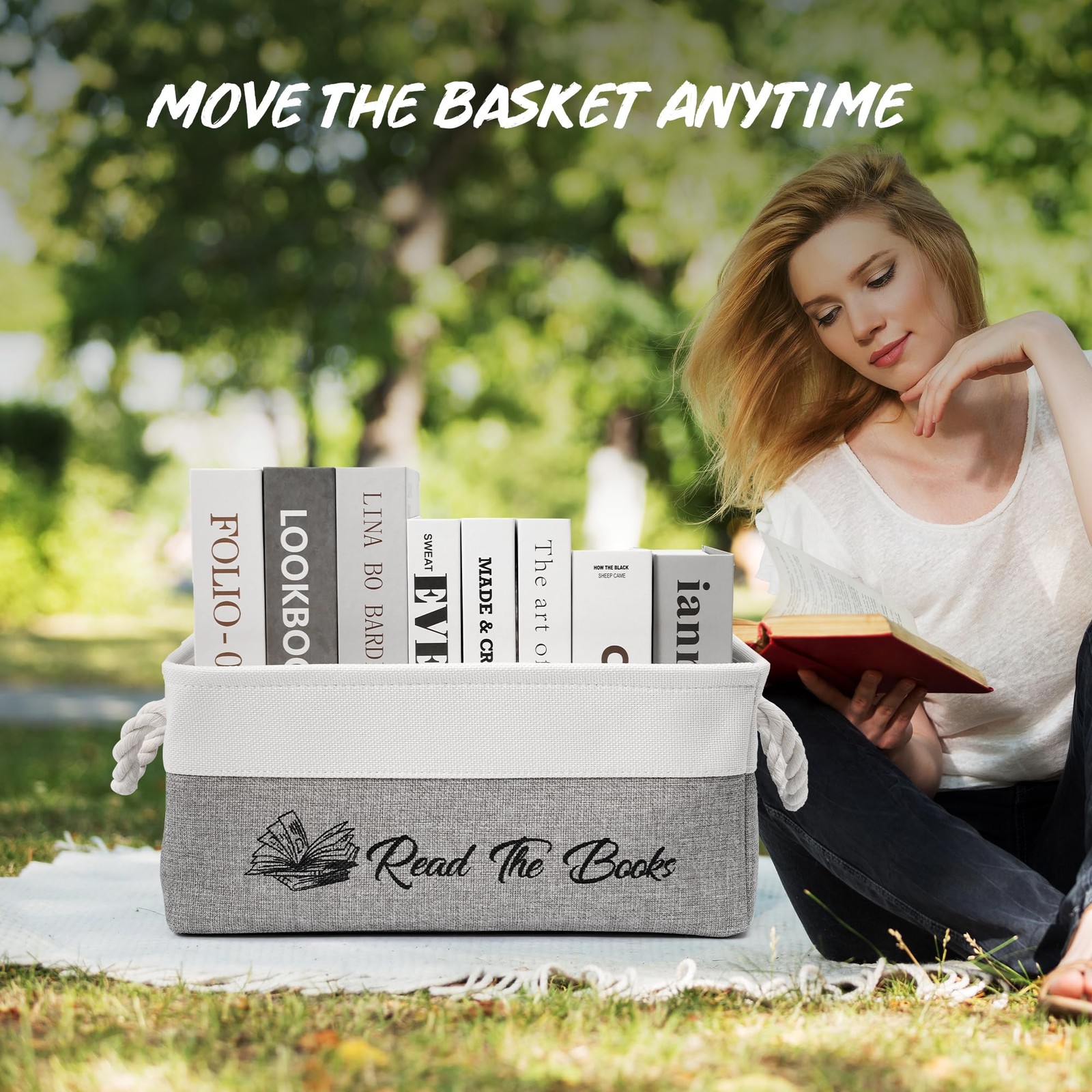 Read The Books List Storage Organizer Bin Collapsible Basket With Handles