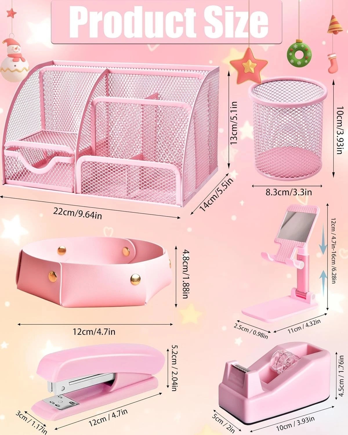 Modern 24-Piece Pink Office Supplies Set – Ultimate Workspace Beautification