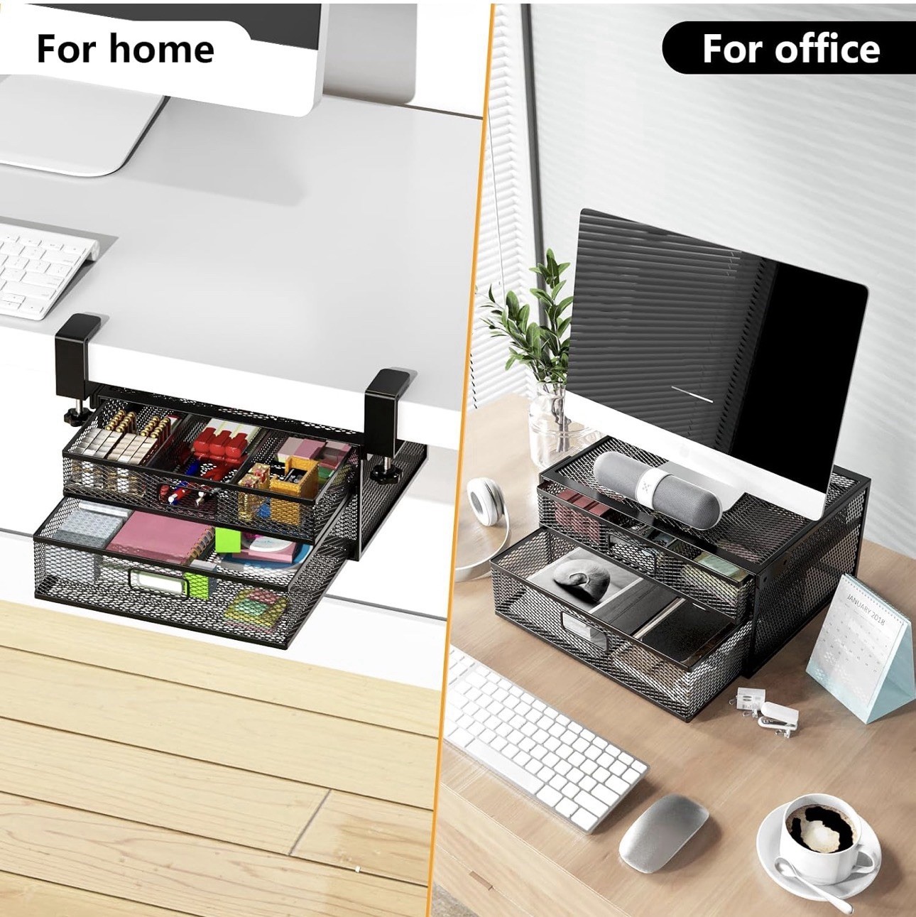 Under Desk Drawer Organizer No Drilling 2 Slide Out Drawer under Table Storage D