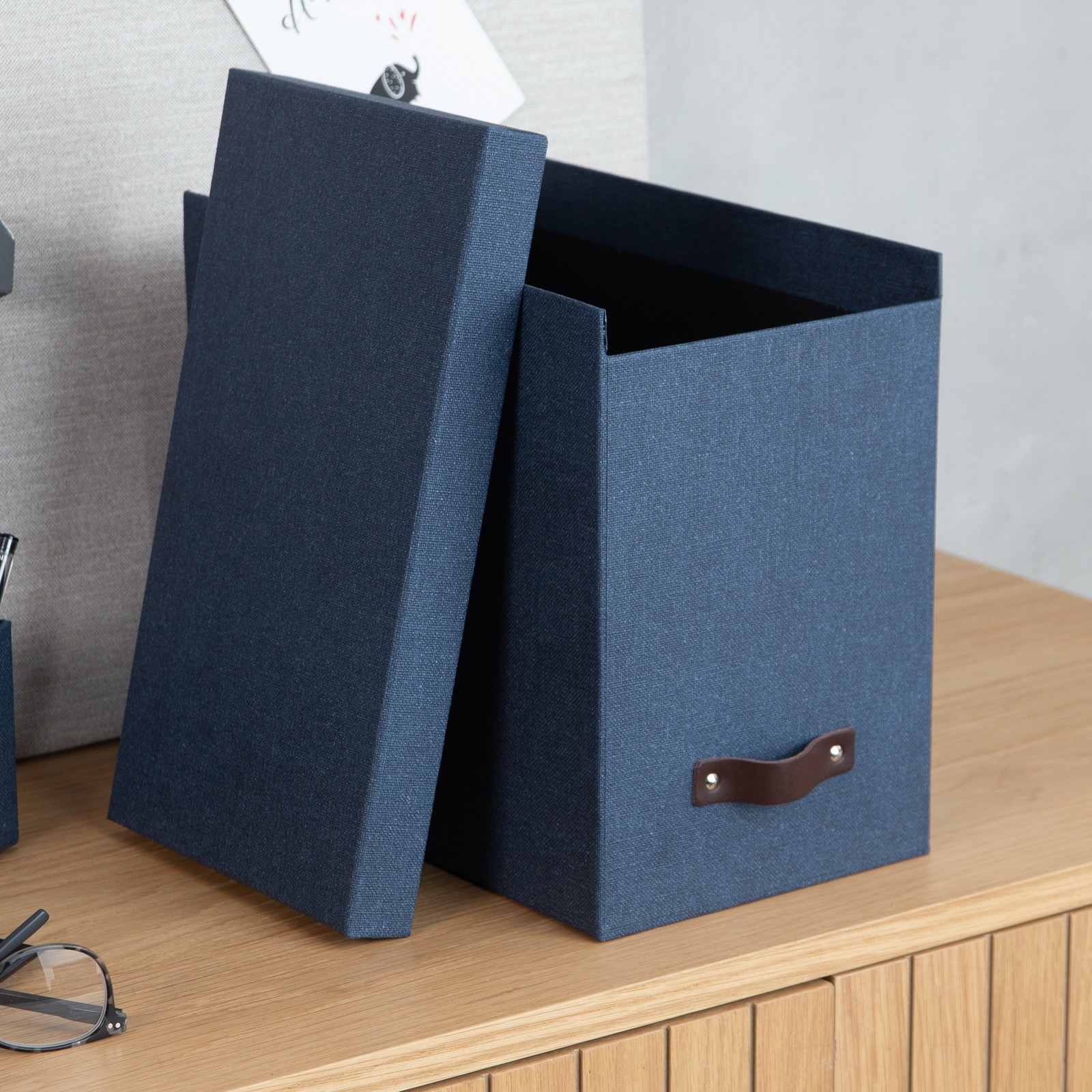 Bigso John Desktop File Box – File Storage Box for Paperwork – Blue