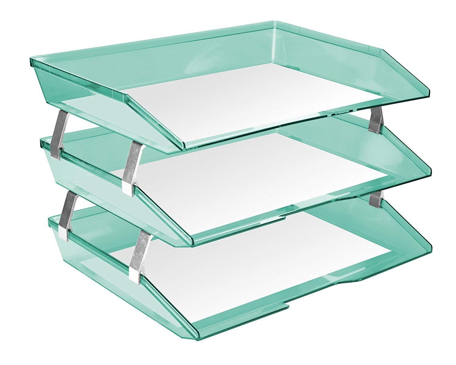 Acrimet Facility 3 Tiers Triple Letter Tray (Clear Green Color)