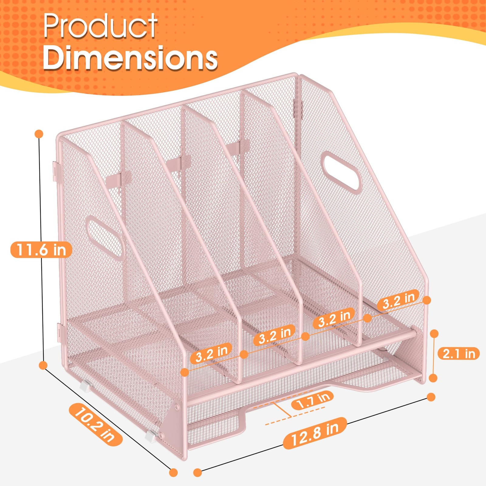 Desk File Folder Holder Organizer-4 Vertical Compartments Racks and Paper Let…