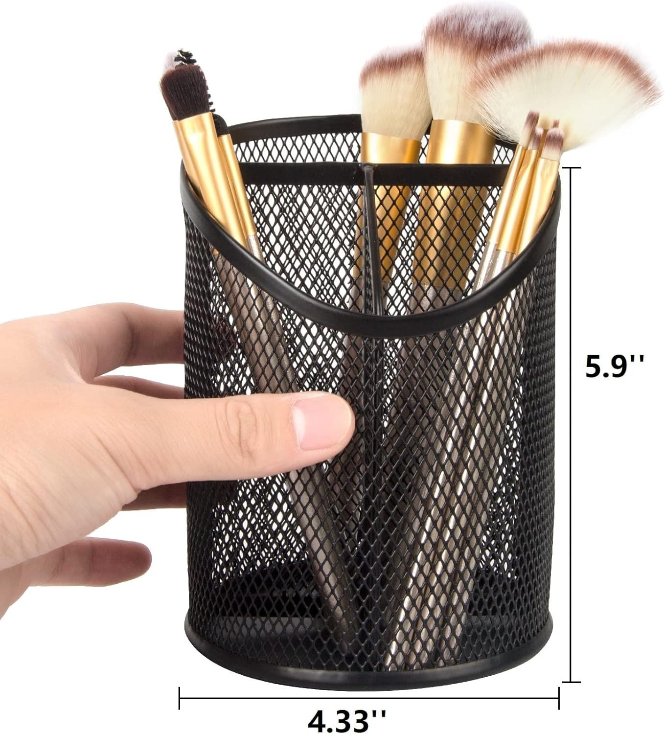 2 Pack Pen Holder Mesh Round Pencil Holder Desktop Organizer 3 Compartments, …