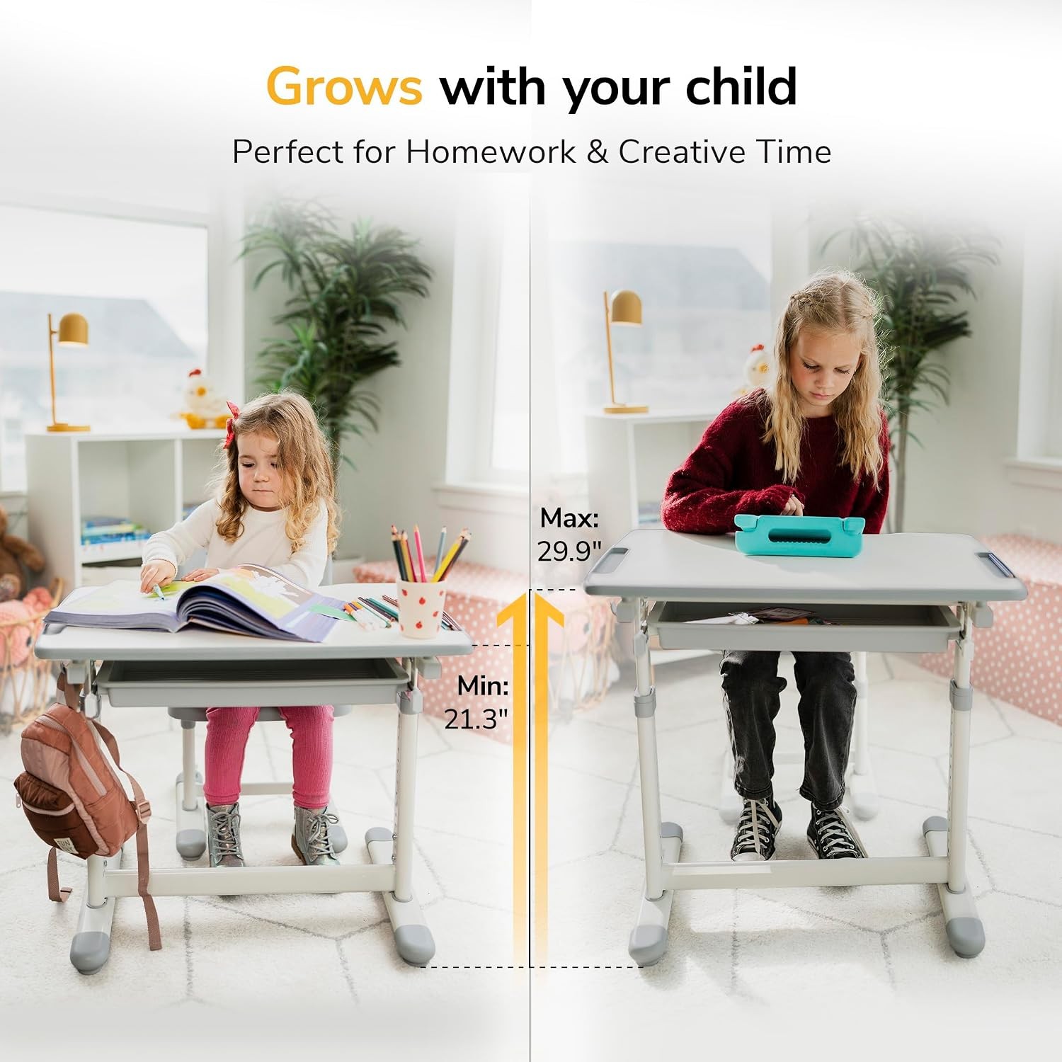 Mount-It Kids Desk & Chair Set Height Adjustable up to 30″ Ergonomic School