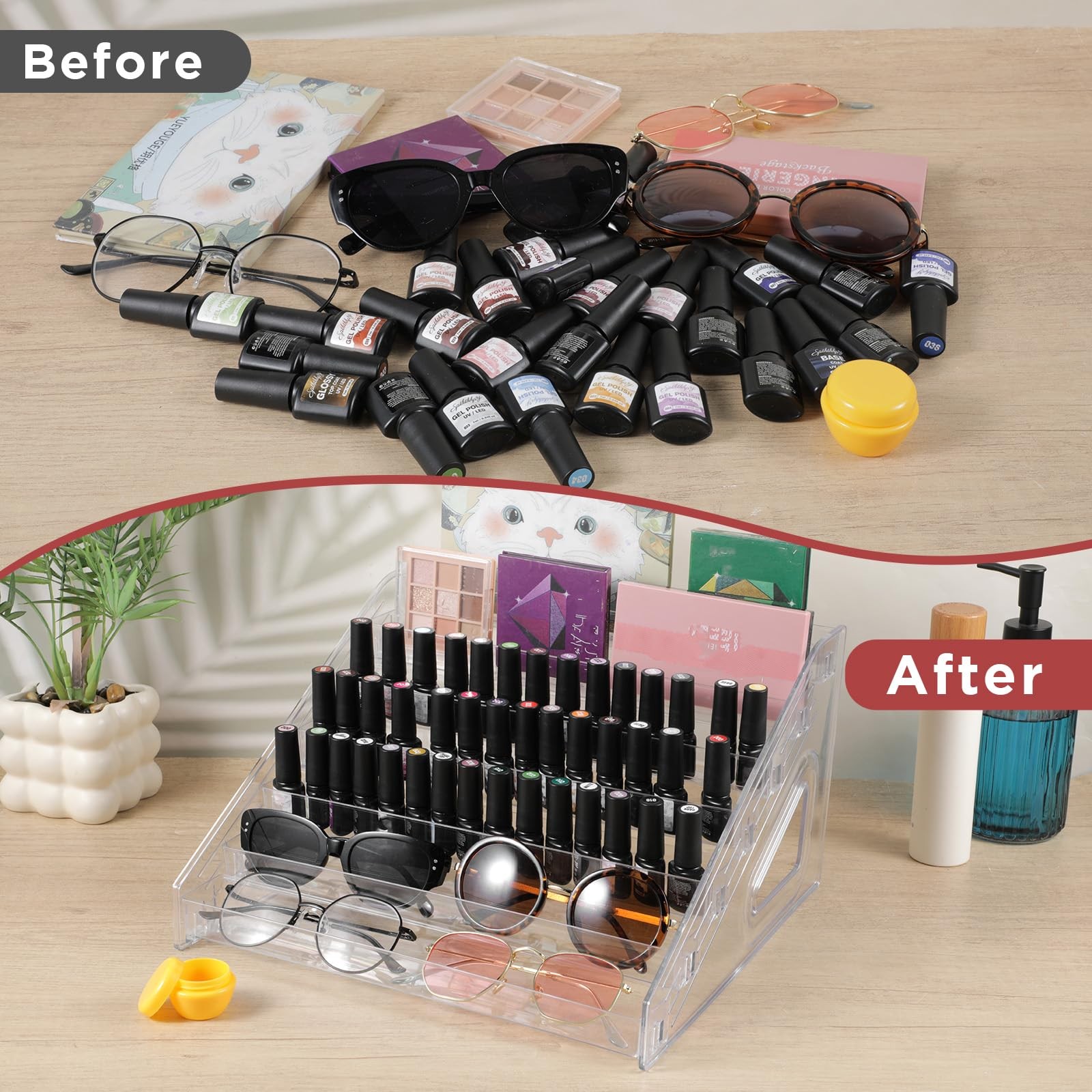 Nodaaiie 2 Pcs 7 Tiers Clear Essential Oils Nail Polish Organizer