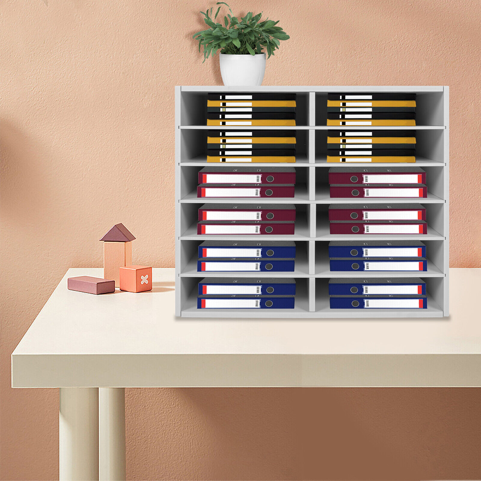 12-Compartment Literature Organizer – Durable File Sorter with Modern Design