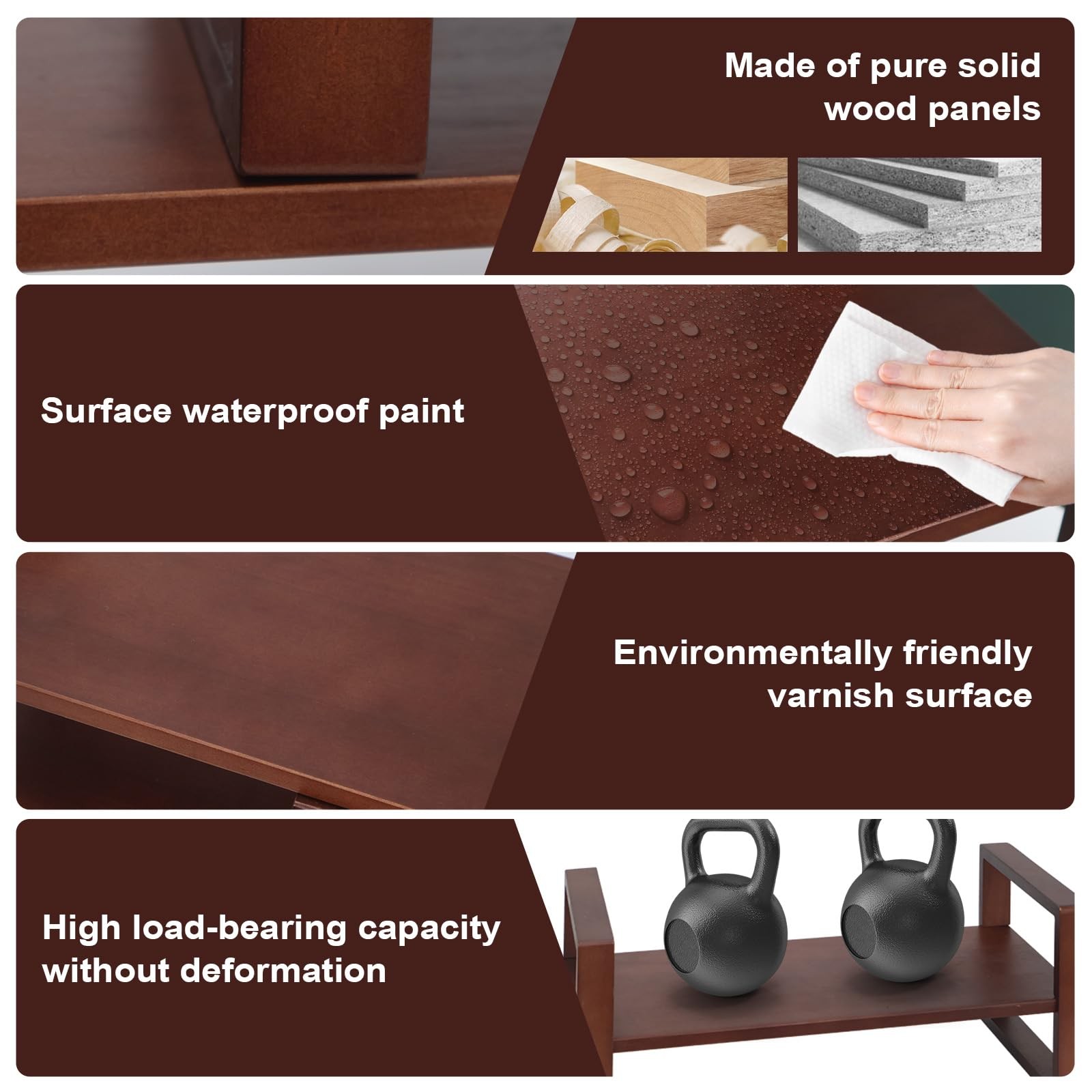 Desk Shelf, 100% Solid Wood Adjustable Desktop Standard, Walnut Colour