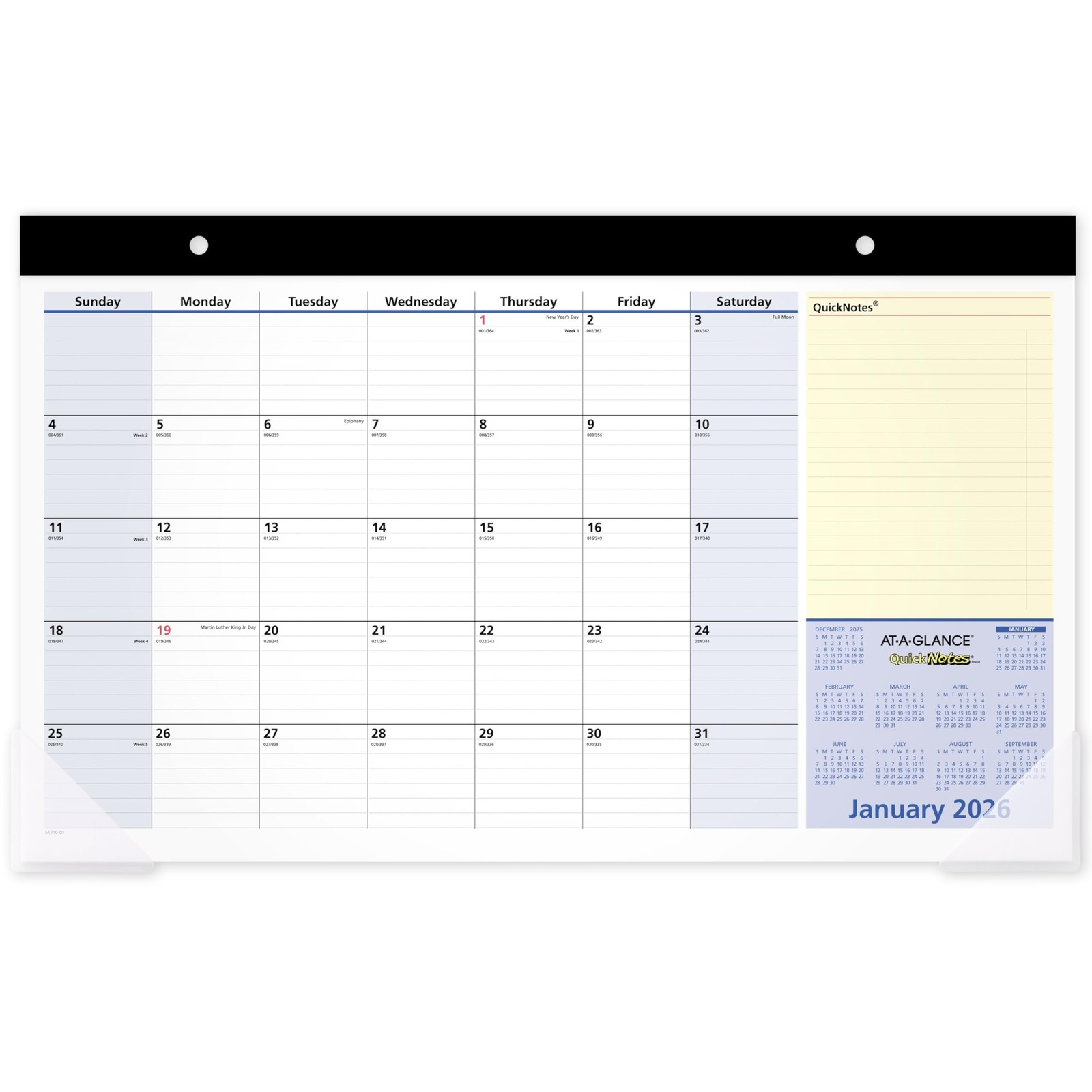 AT-A-GLANCE 2026 Desk Calendar, Monthly Pad, 18″ x 18″w X 11″h, White