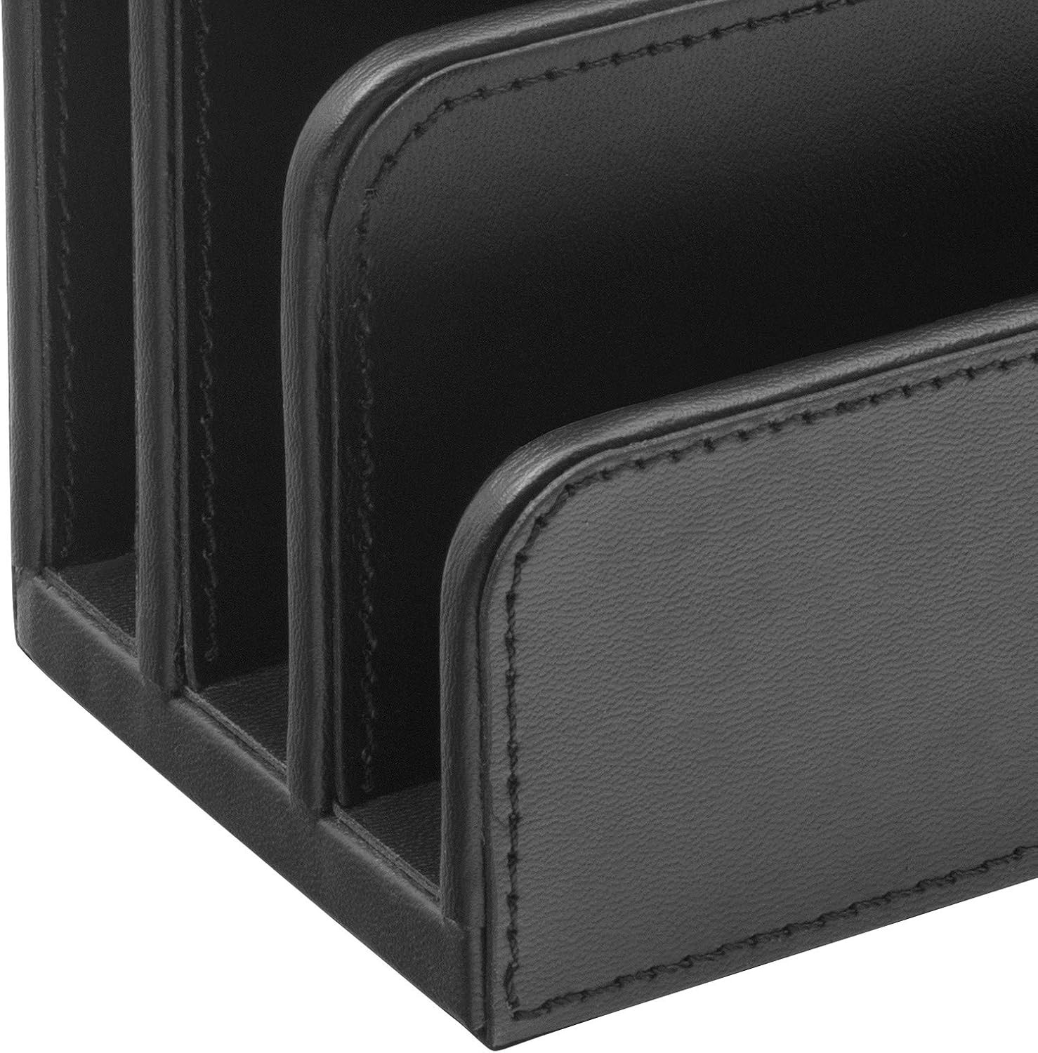 Black Faux Leather Letter Holder | Mail Sorter | Post Rack | Envelope Organiser