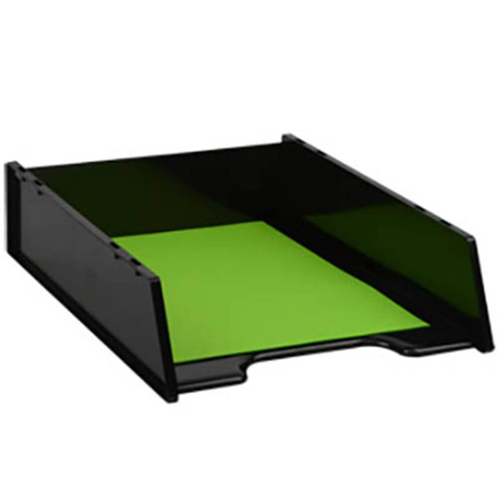 Italplast Green R Document Tray A4 Black Solid Base Ribbing Extra Strength