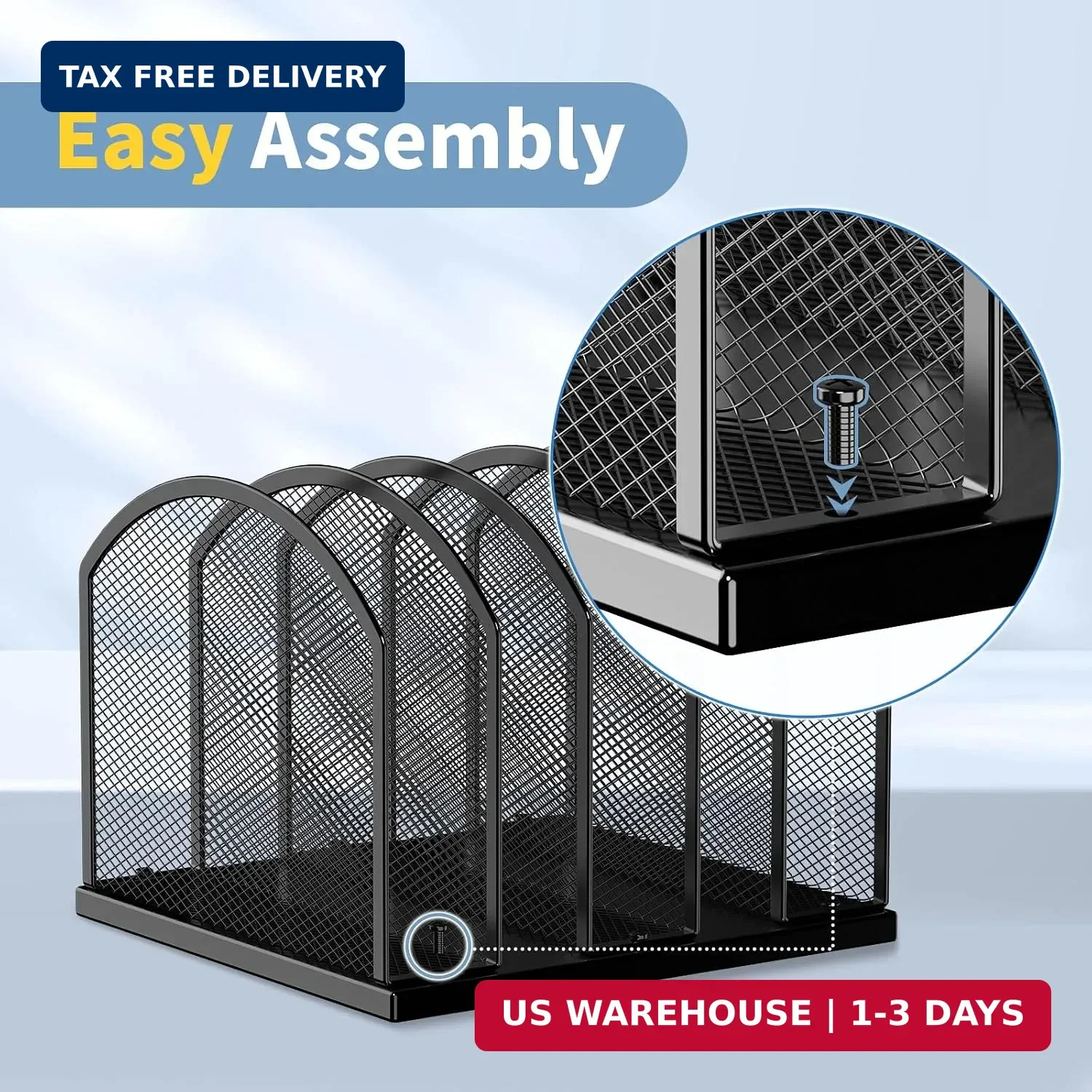 Gawerk 5-Section Vertical Desktop Organizer, 5-Section Mesh File Folder Stand So