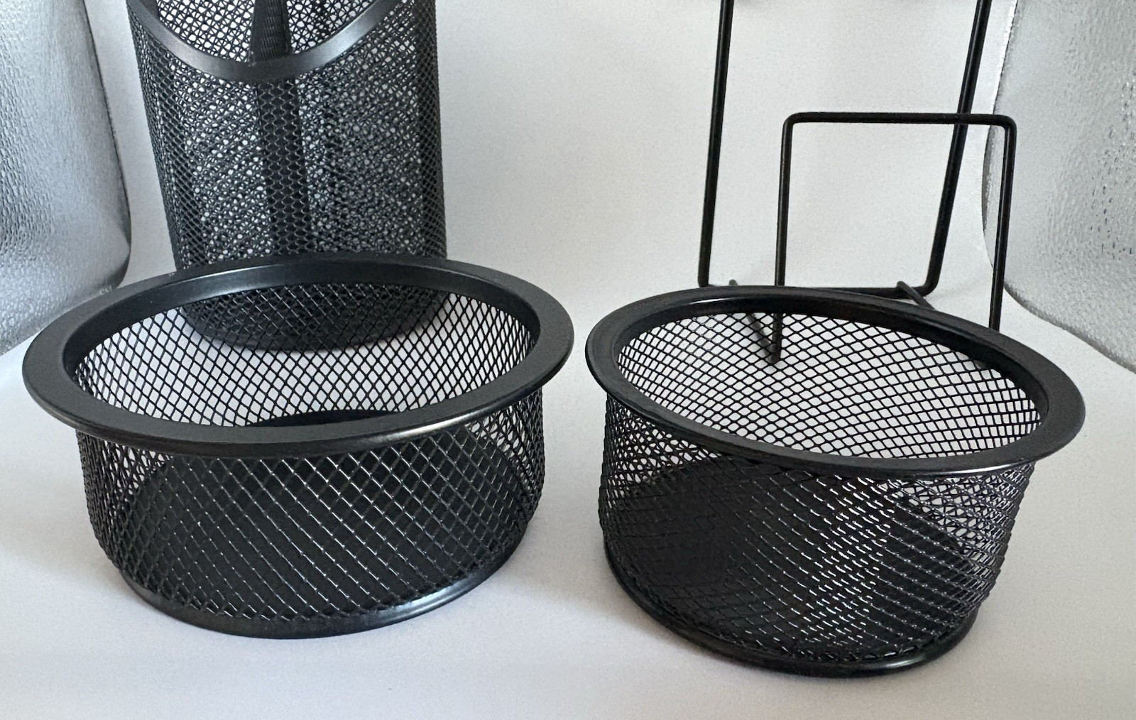 Black Metal Mesh Office Desk Organizers Metal Double Coat Hook New 6 Hole Punch