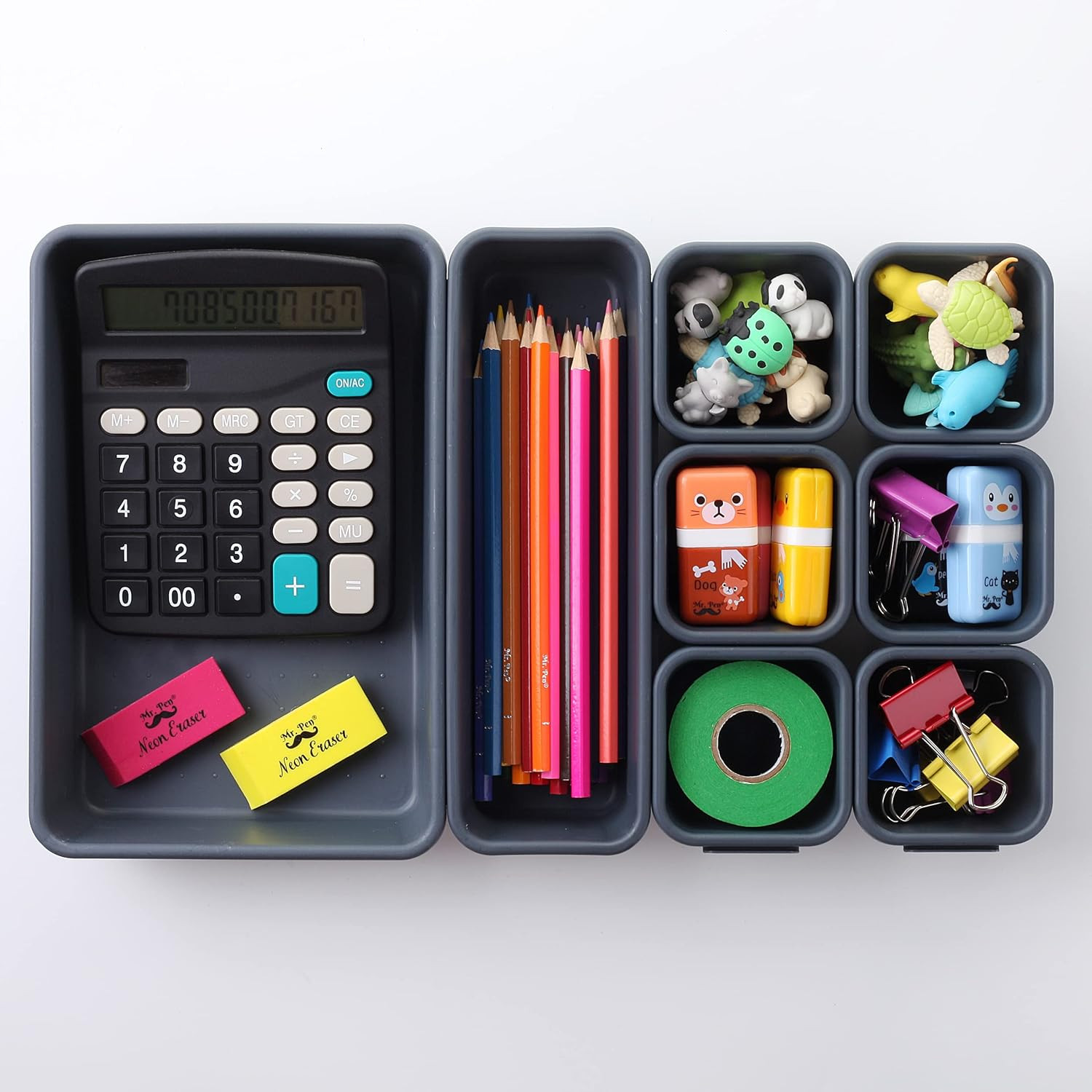 – Interlocking Desk Drawer Organizer, 8 Pcs, Drawer Organizer, Kitchen Drawer Or