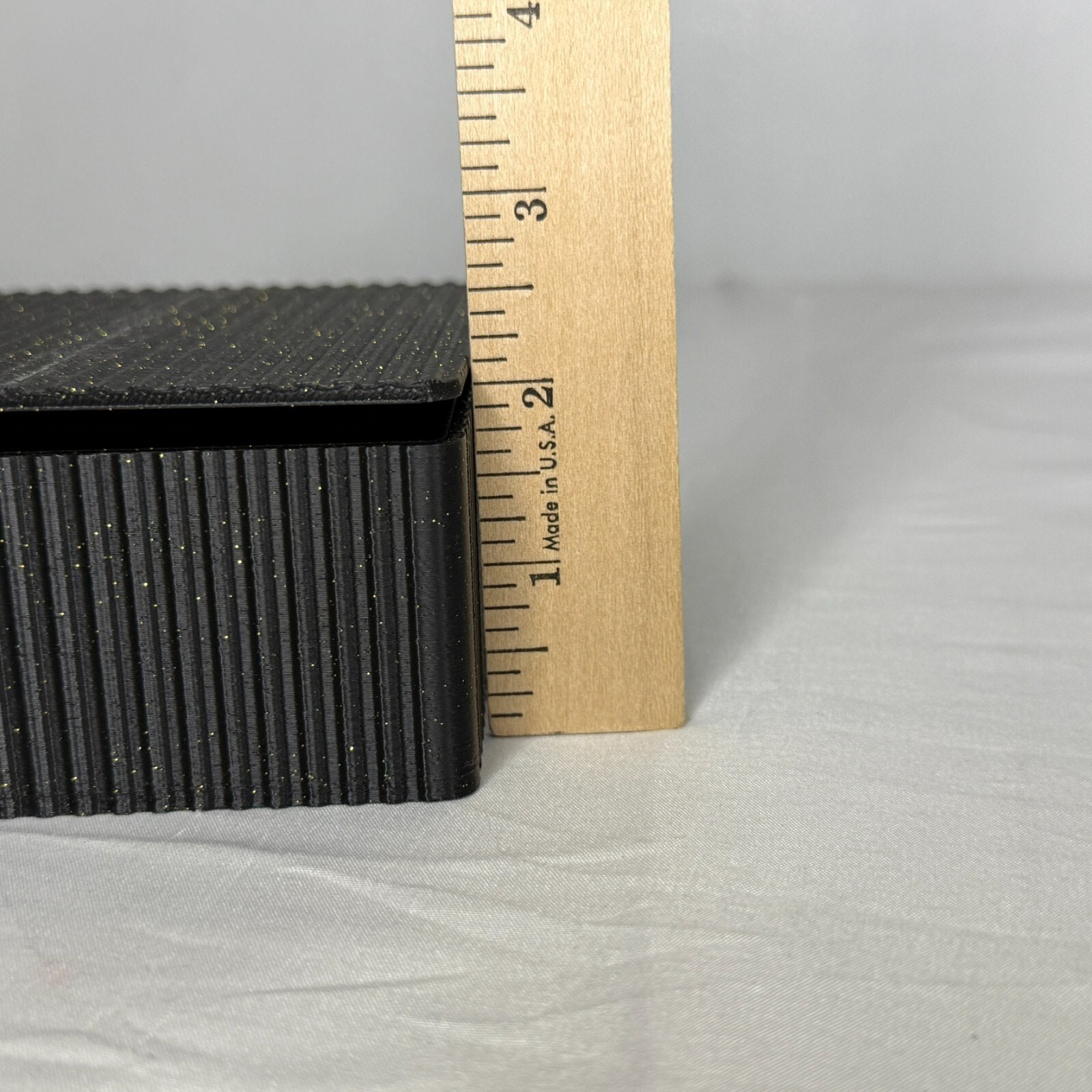 Black Glitter Textured Storage Box Tab 6×5″ Modern Minimal Organizer Bin Decor