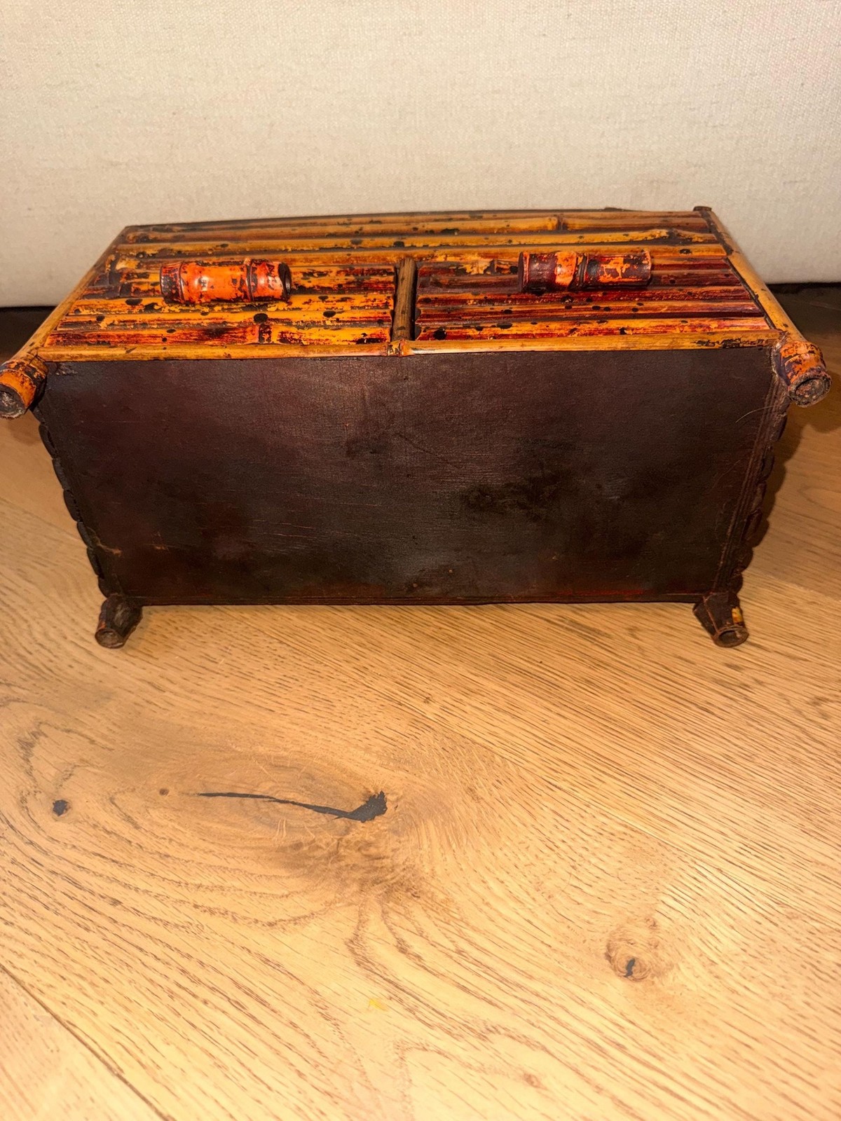 Vintage Bamboo Desk Organizer Letter Holder with Drawers | Boho Office Storage |