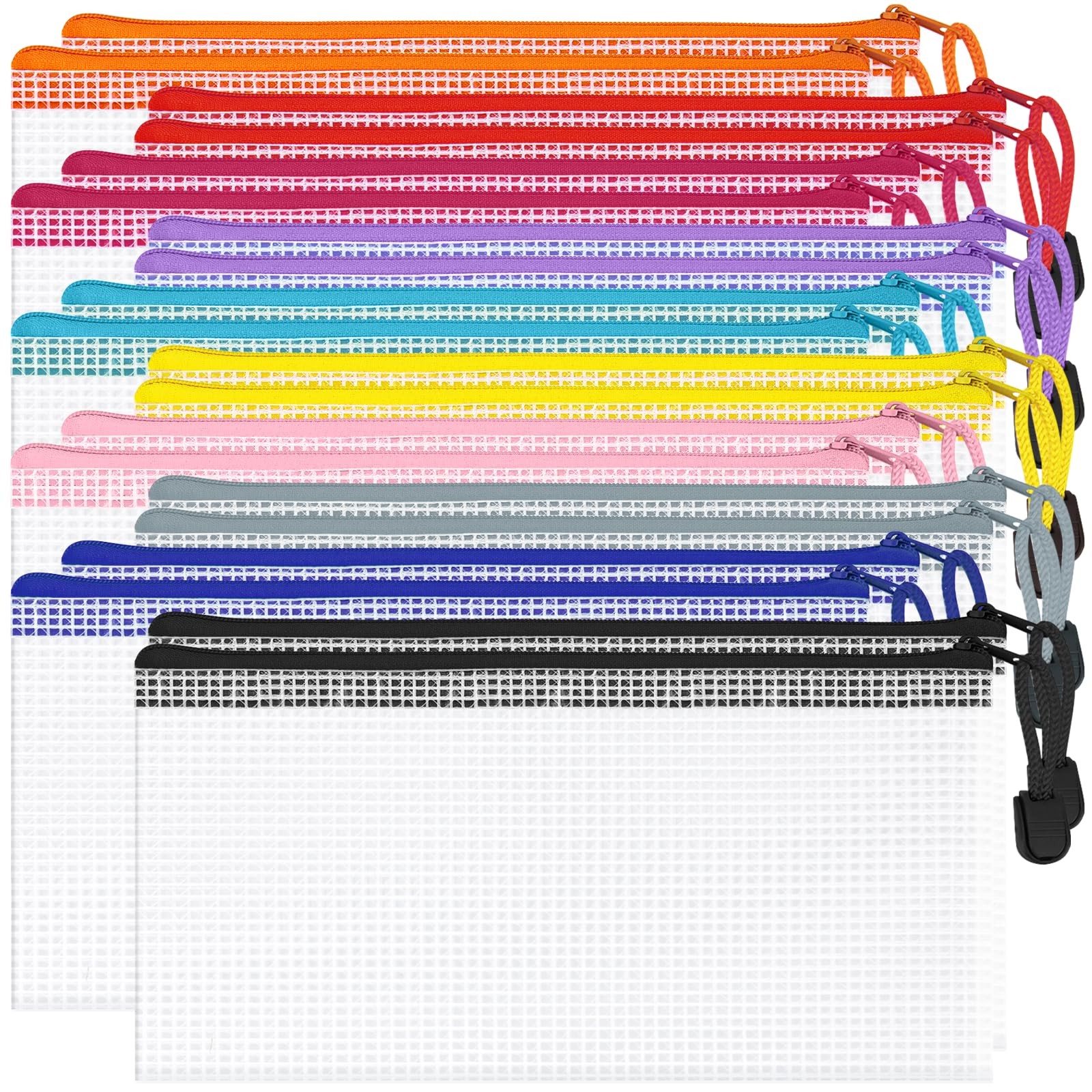 20Pack Mesh Zipper Pouch Bags, Waterproof 9.5×4.5 Inch Pencil Pouches Bulk fo…