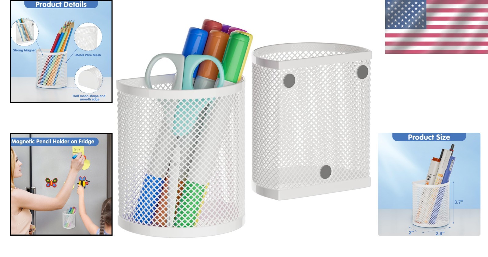 Versatile Magnetic Pen Holders – 2 Pack Lightweight Organizers for Home & School