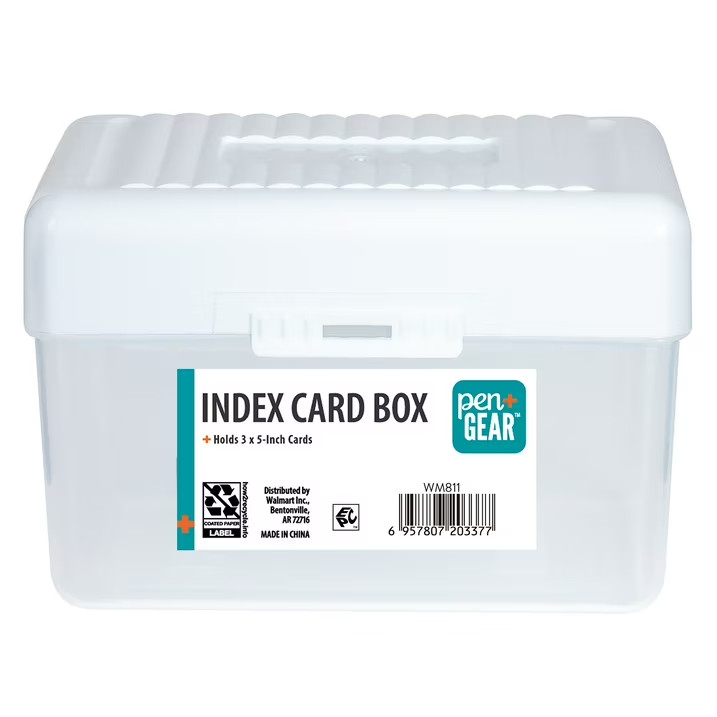 Pen+Gear 3×5 Index Card Box Plastic Organizer Holder Case Home Office School Lid