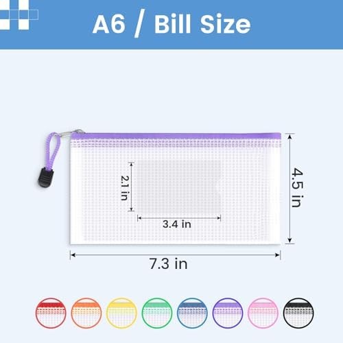 Sooez 24 Pack Mesh Zipper Pouch Bags with Label Pocket, A6 (9.1×4.7 in) Small Pe