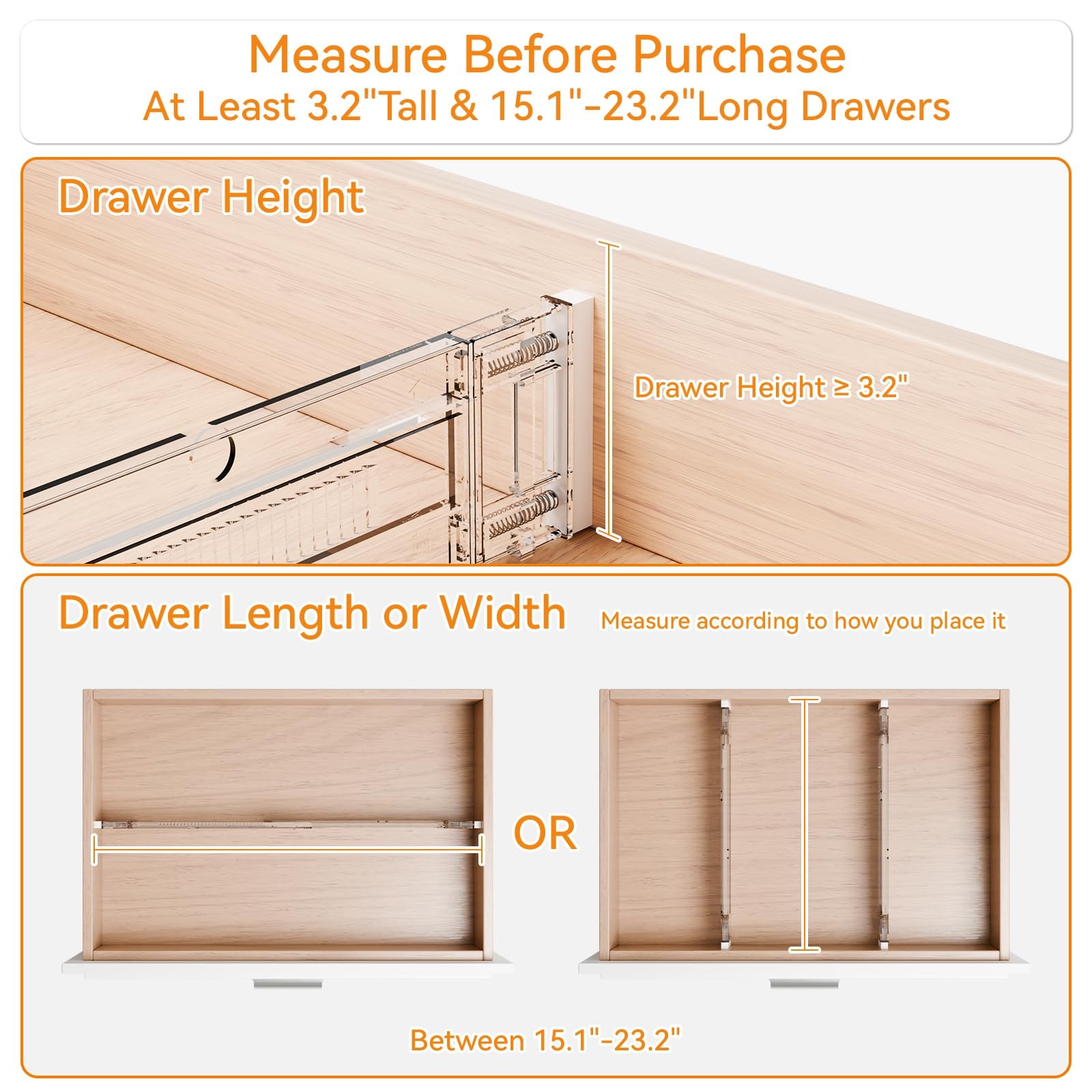Yieach 12Pack 3.2 Inch Shallow Acrylic Drawer Dividers For Clothes -Expandable