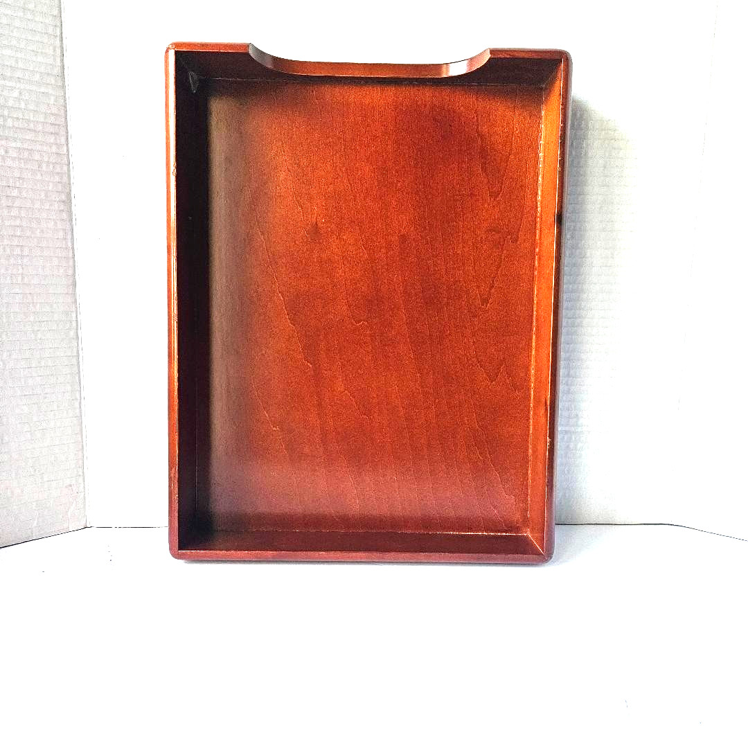 Vintage Eldon Woodline Wood Box Desk Organizer, Inbox/Outbox Tray, Excellent.