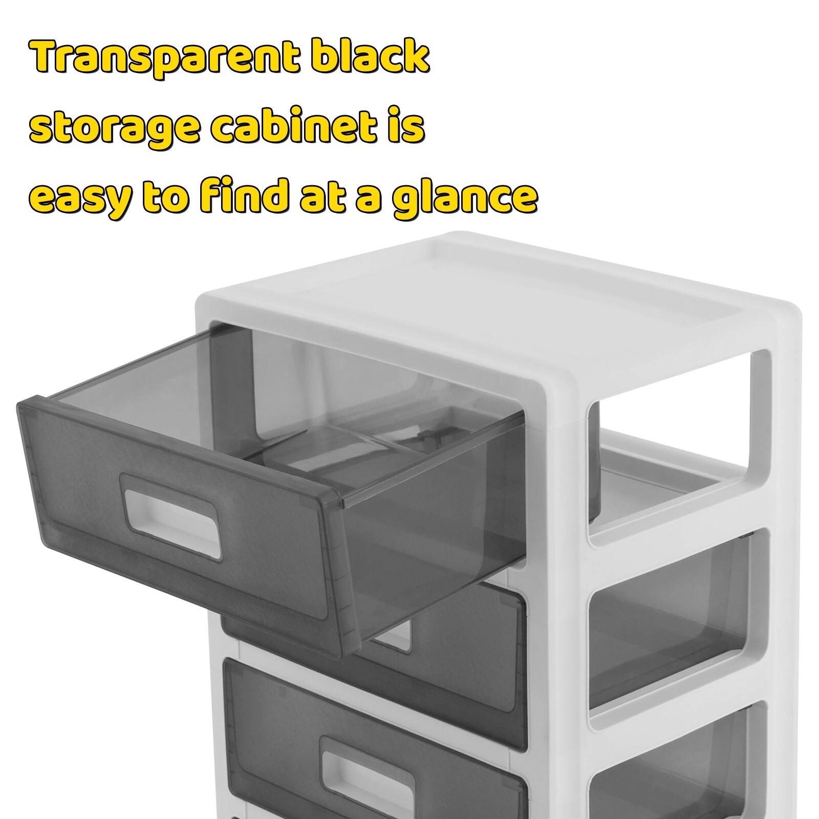 Large 6-Drawer Desktop Organizer with Open Tray Top, for Desk Organizer, Black
