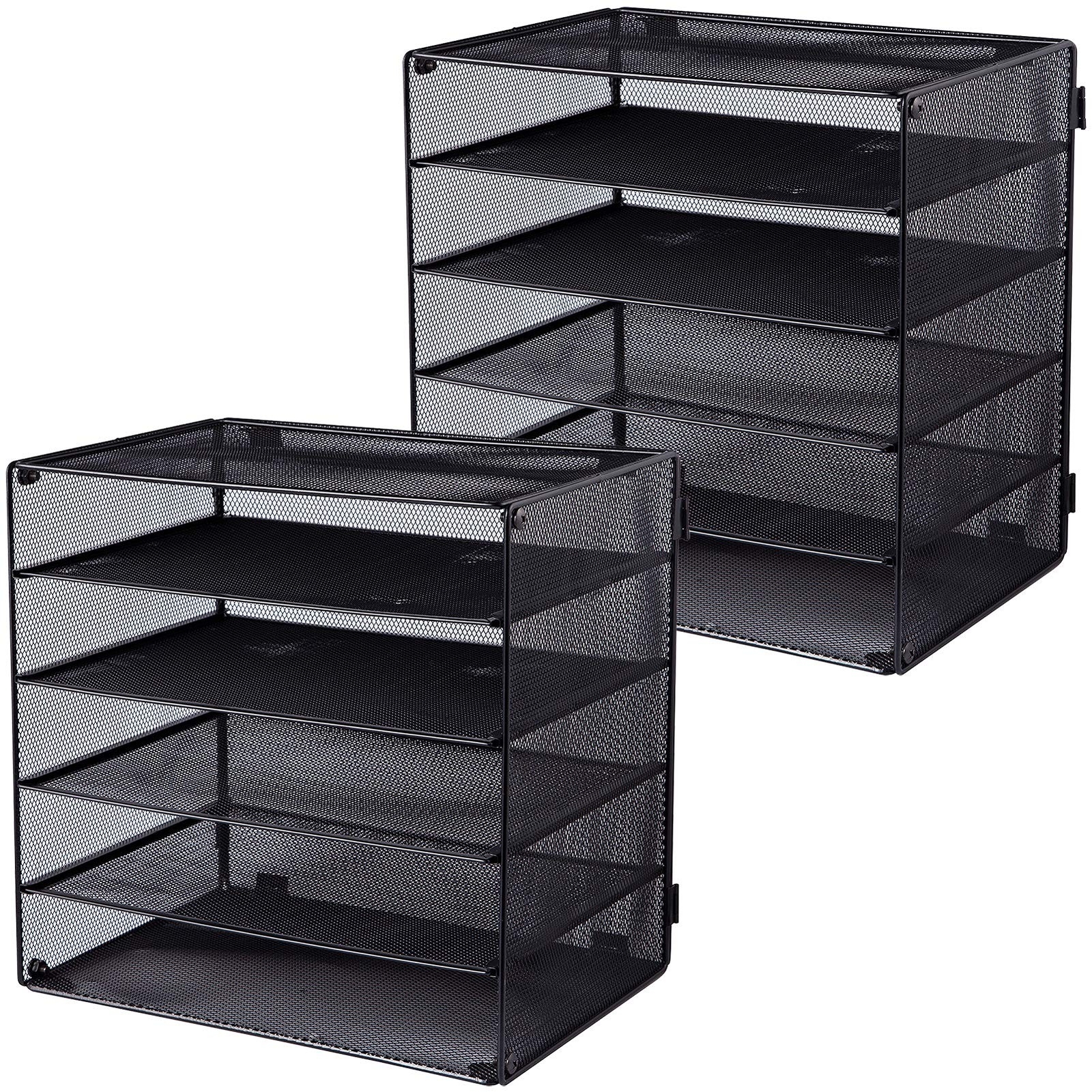 EASEPRES 5 Slot Mesh Desk Organizer Tray, File Paper Letter Folder Holder Des…