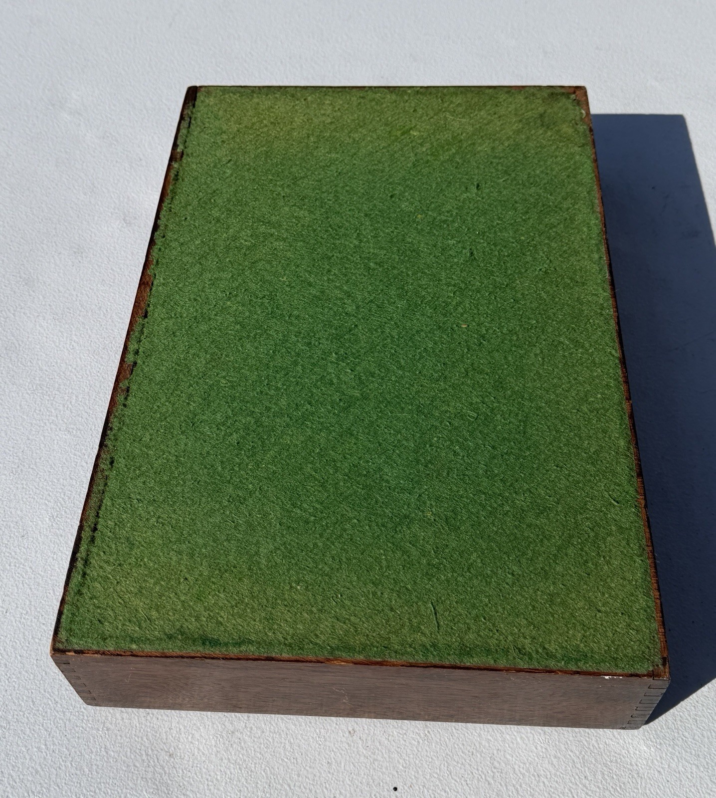 VINTAGE MCM WALNUT DOVETAILED WOODEN LETTER TRAYS SET OF 2 OFFICE PAPER FILES
