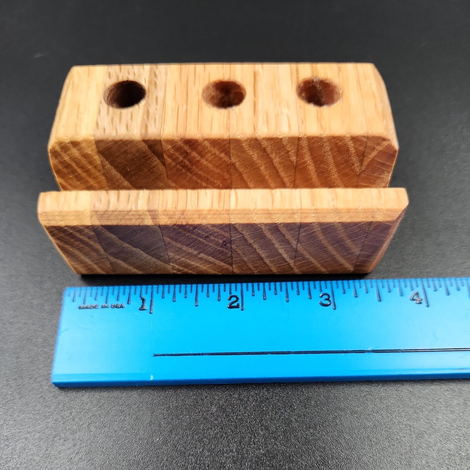 Desk Organizer Business Card Holder and Pen Stand Handmade Office Gift Oak Wood