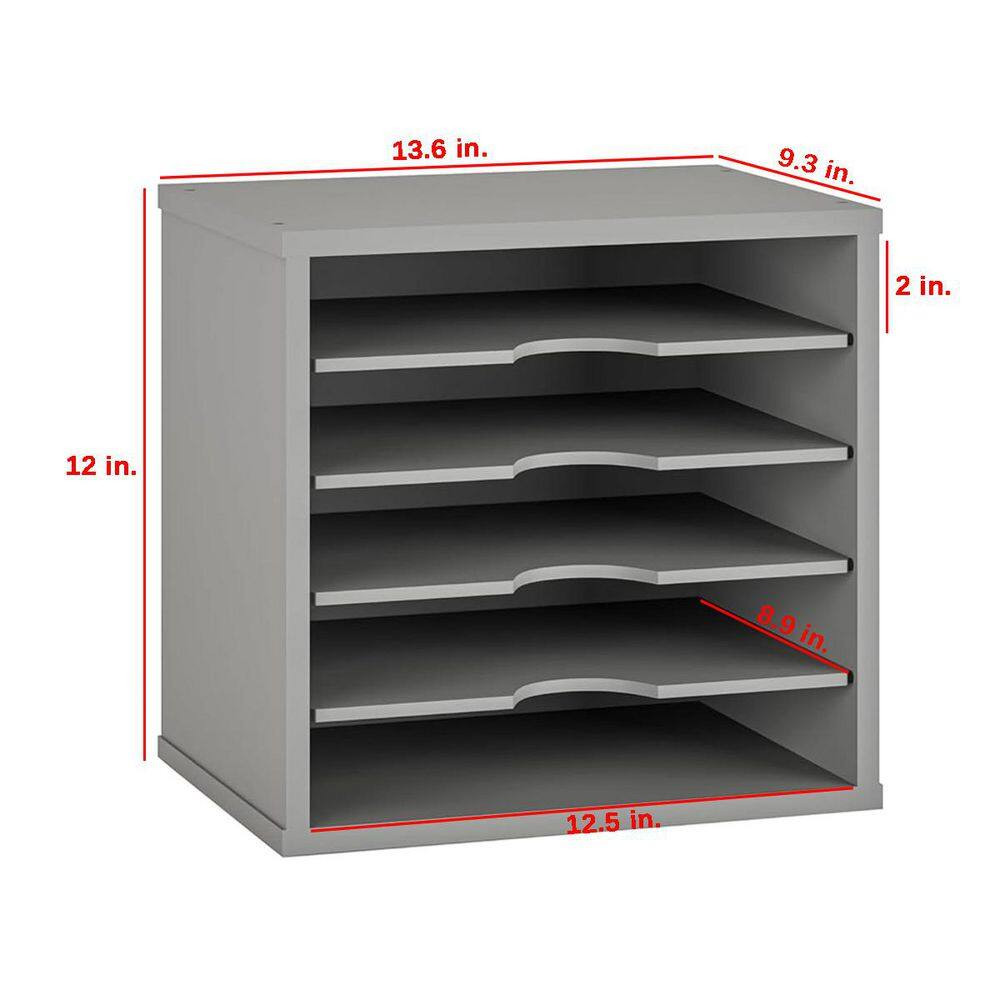 Gray 13.6 In. X 12 In. Wood Modern Desk File Organizer